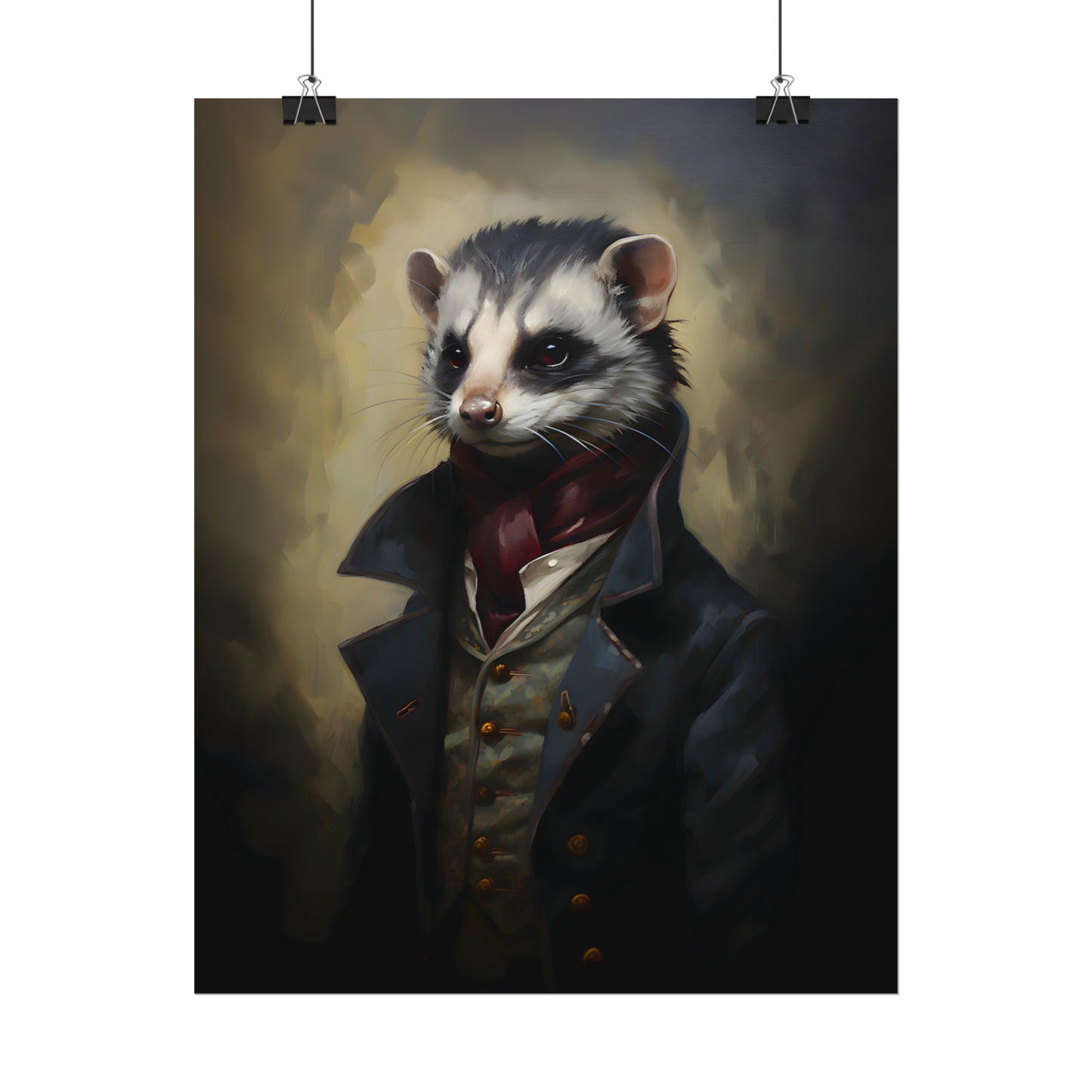 Mr Ferret, Animal in Clothes, Quirky Animal Art, Animal Portrait, Ferret Art Print, Victorian Animal, Animal Wall Art, Ferret Lover Gift