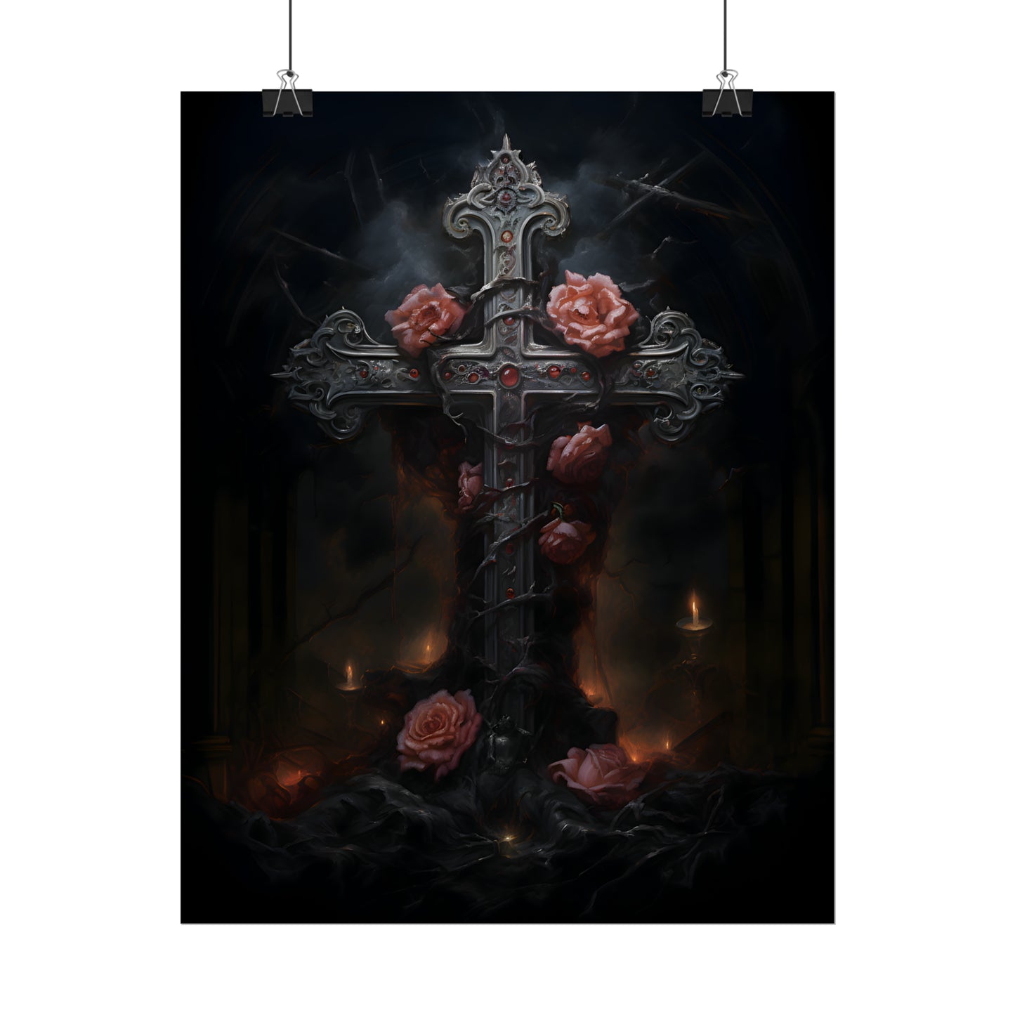 Cross of Stone, Gothic Poster, Art Poster Print, Gothic Home Decor, Gothic Gift, Dark Art Poster, Dark Academia, Gothic Wall Art