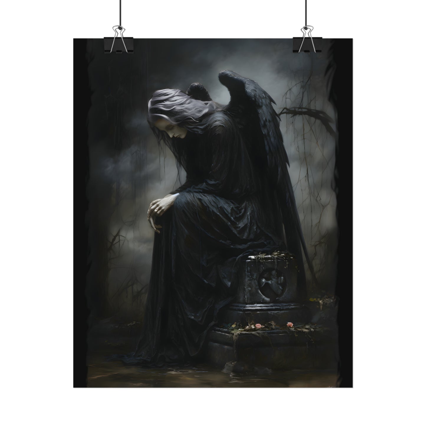 Sad Angel, Gothic Angel Print, Gothic Home Decor, Dark Academia, Goth Decor, Dark Surrealism, Gothic Wall Art, Occult Print