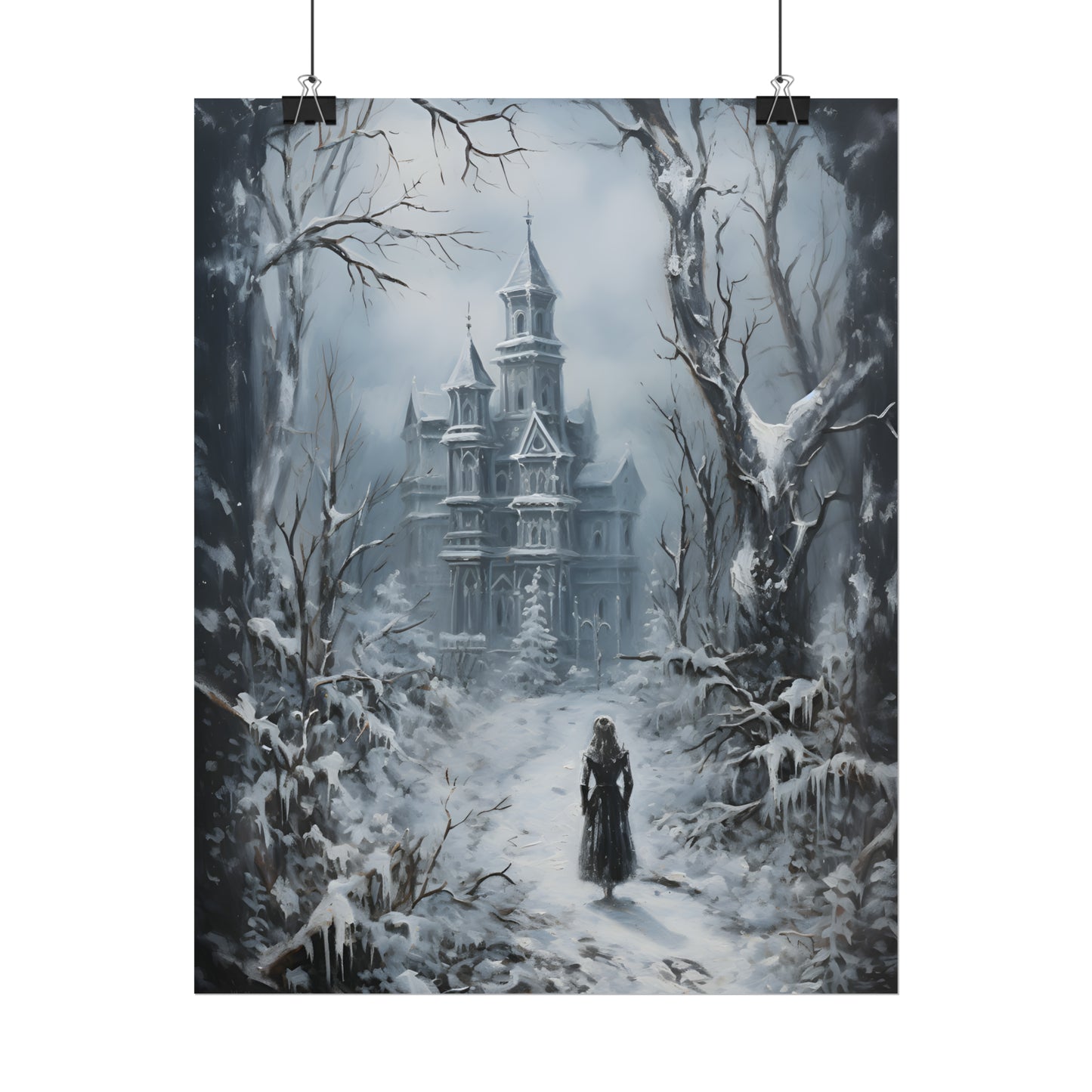 Winter's Enigma, Gothic Winter Print, Winter Wonderland, Gothic Christmas Art, Dark Home Decor, Gothic Wall Art, Dark Academia