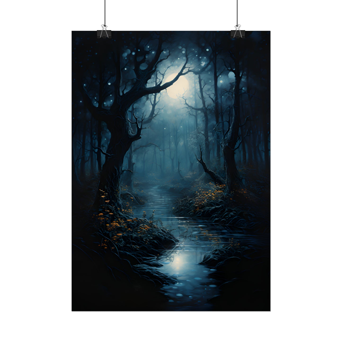 Mystical Forest Poster, Enchanted Moonlight Print, Dark Fantasy Wall Art, Gothic Home Decor, Great Gift For Anyone, Bewitching Oil Painting