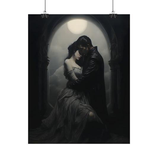 Lunar Love, Gothic Romance Poster, Art Poster Print, Gothic Home Decor, Gothic Romance, Couples Art Print, Dark Art Poster