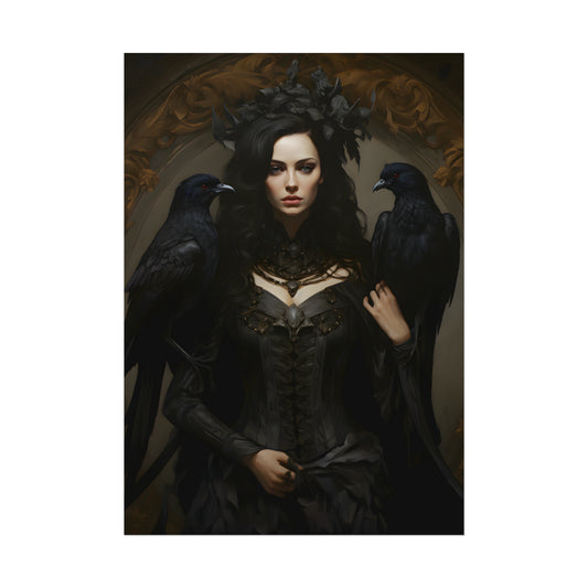 Raven Queen, Gothic Home Decor, Dark Academia Print, Vintage Style Poster, Occult Art, Gothic Wall Art, Raven Print