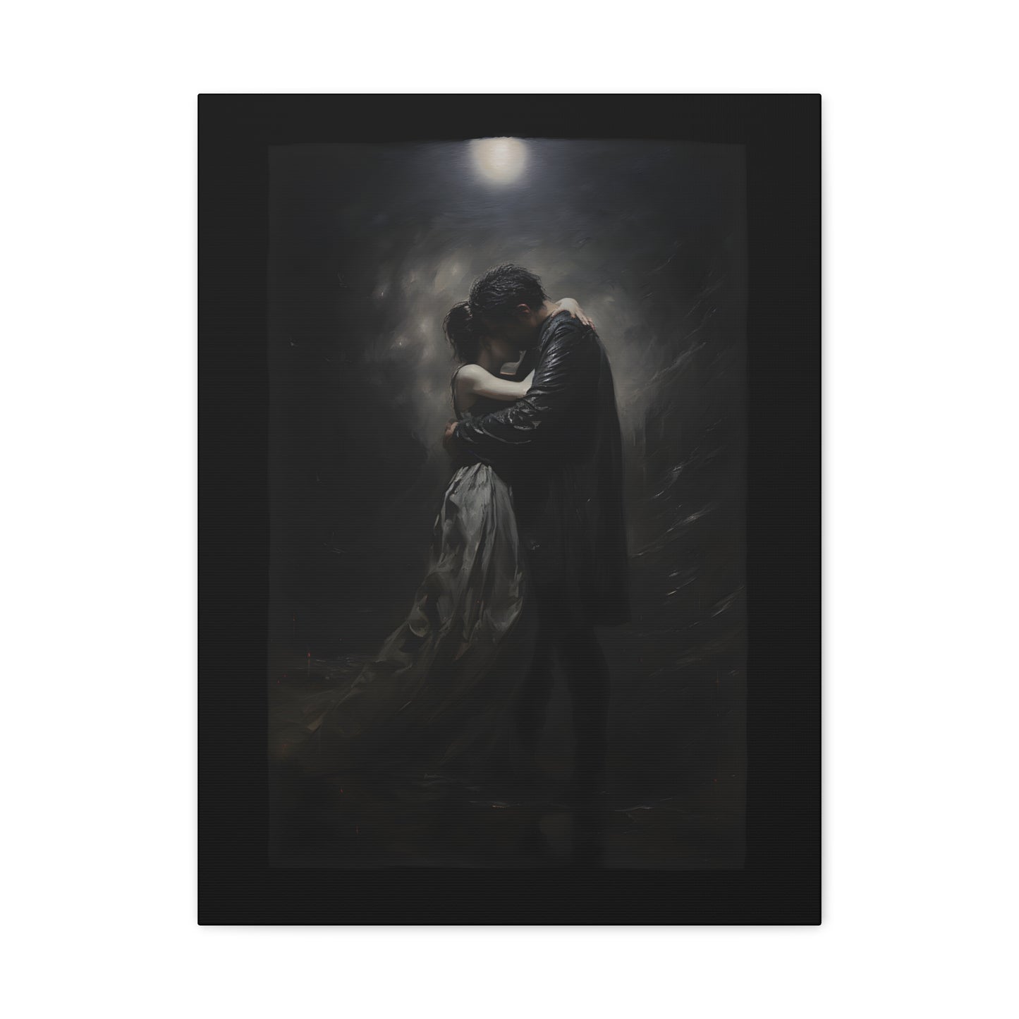 Moonlight Embrace Canvas, Canvas Wall Art, Gothic Home Decor, Gothic Romance, Valentine's Gift, Couples Wall Art