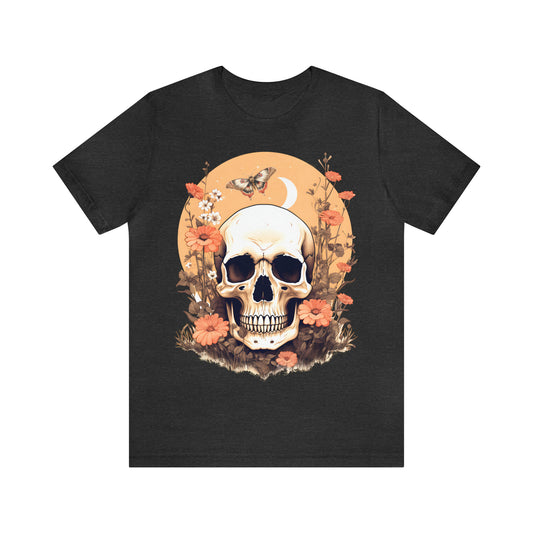 Unisex Skull T-Shirt, Loose fit Gothic Shirt, Crew Neck Goblincore T shirt, Cottagecore Tee, Graphic Skull Tee, Autumnal Colors