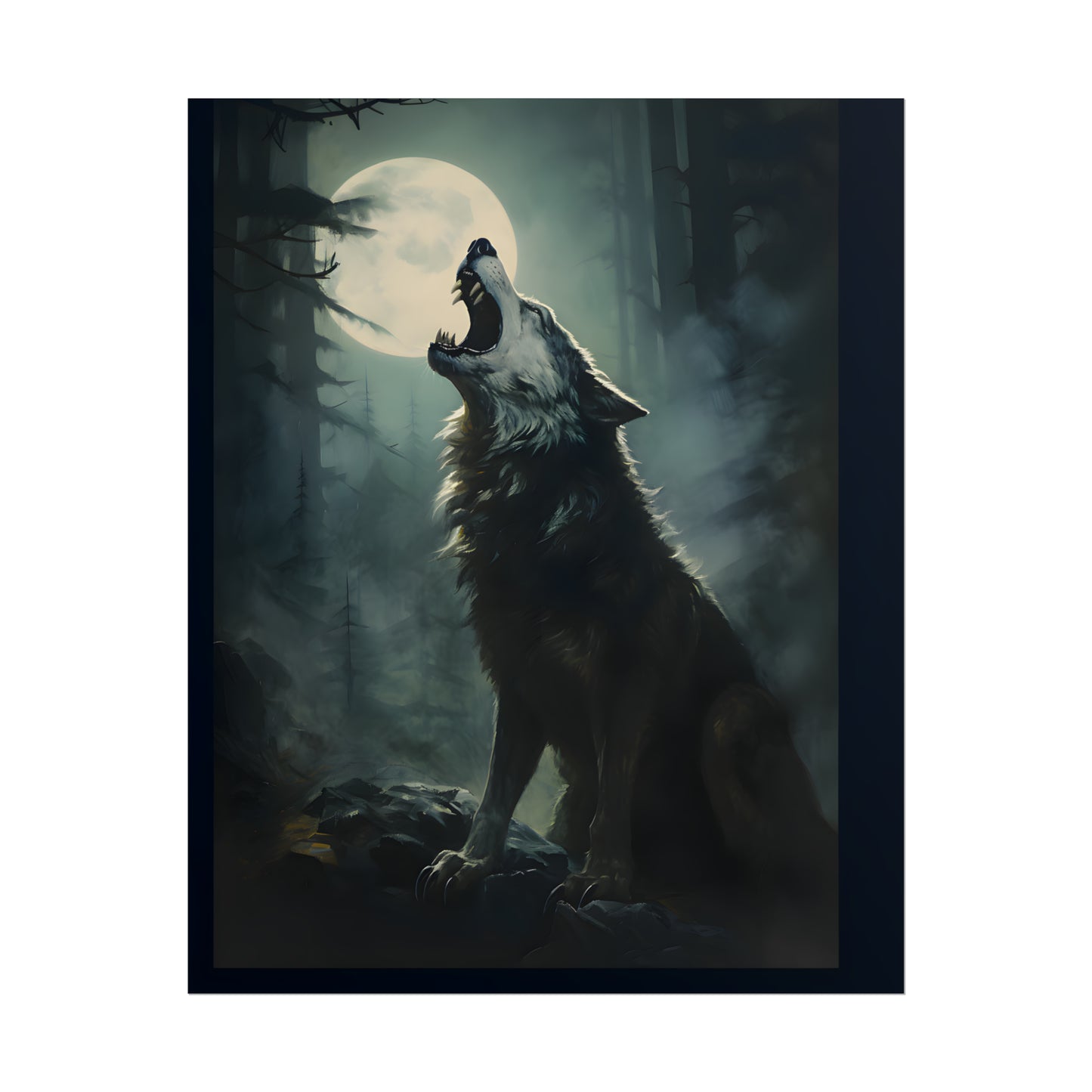 Werewolf Art Print, Wolf Art Poster, Moonlit Transformation, Art Poster Print, Gothic Poster, Wall Art, Gothic Home Decor