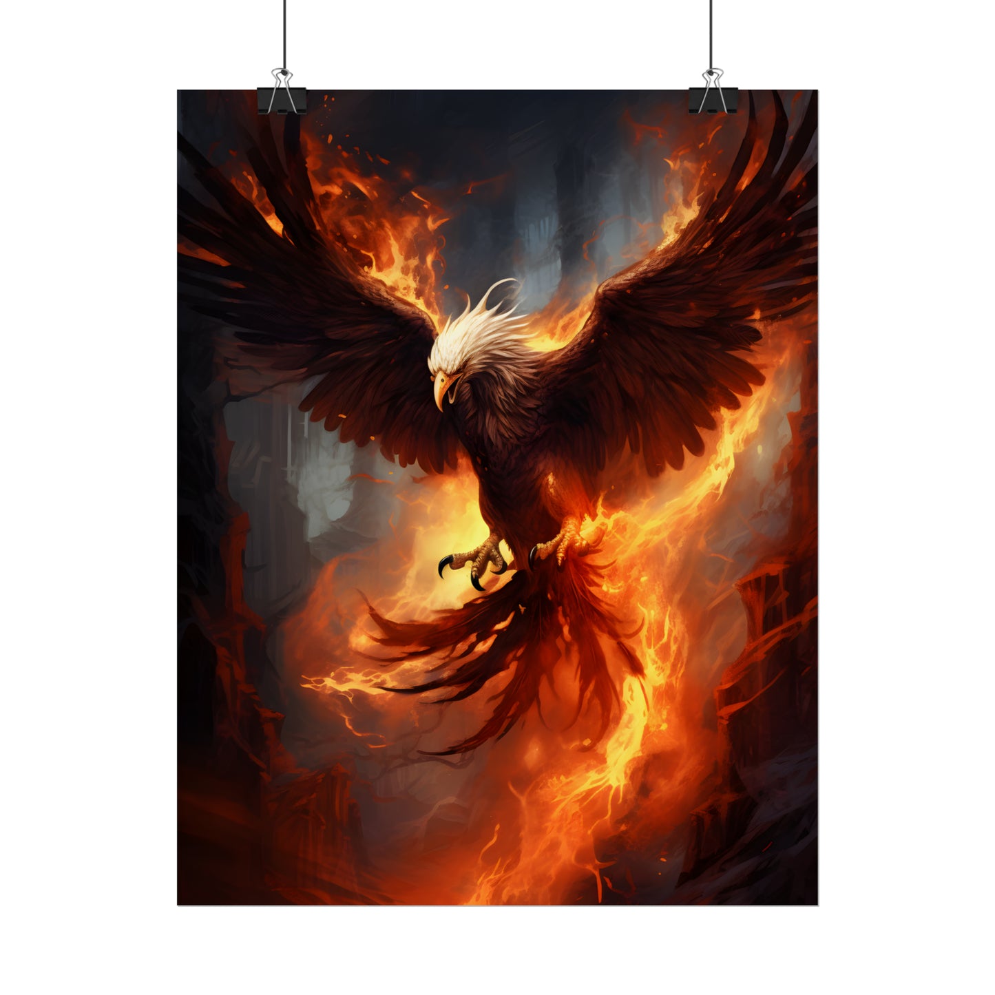 Phoenix Rising, Fantasy Art, Phoenix Wall Art, Phoenix Print, Fantasy Art Print, Dark Academia, Phoenix Gift, Empowerment