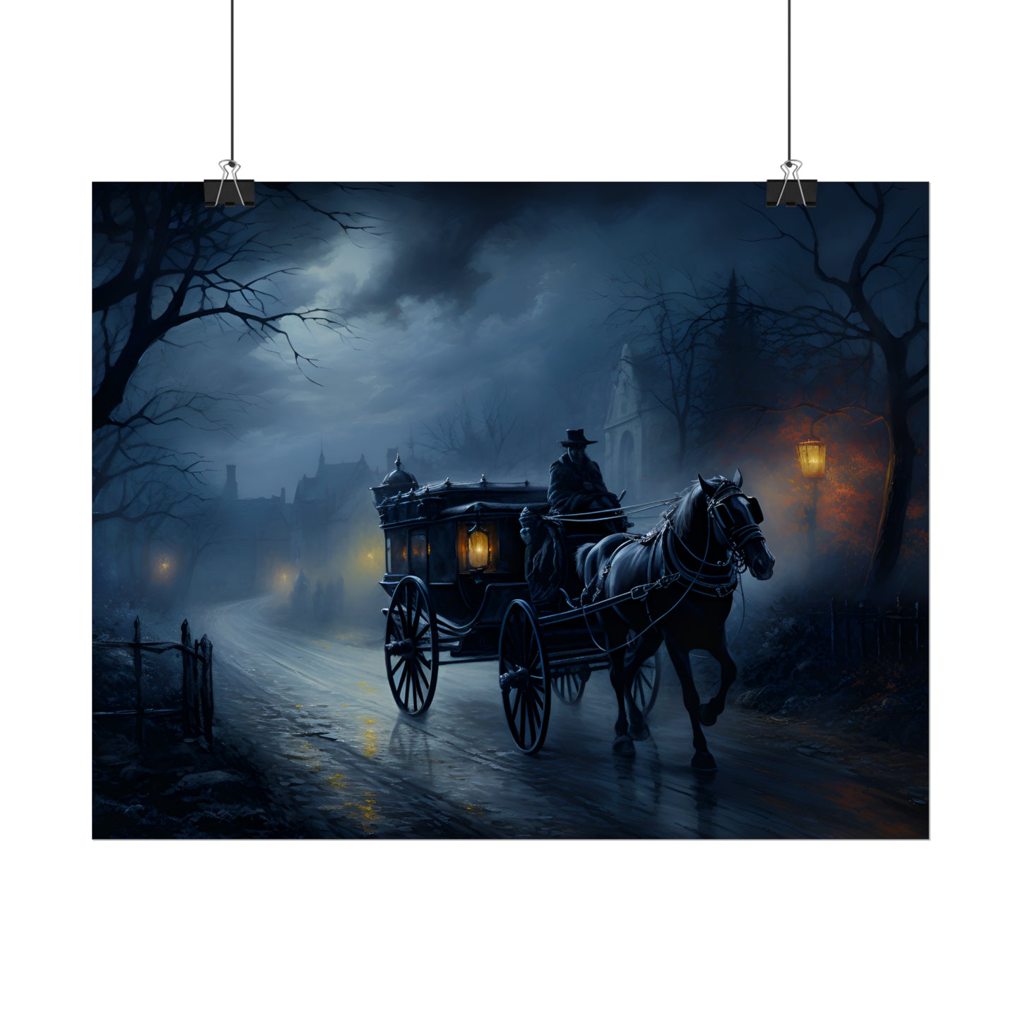 Horse Drawn Carriage, Victorian Carriage Print, Gothic Poster, Oil Painting Print, Home Wall Art, Dark Academia, Gothic Gift Idea