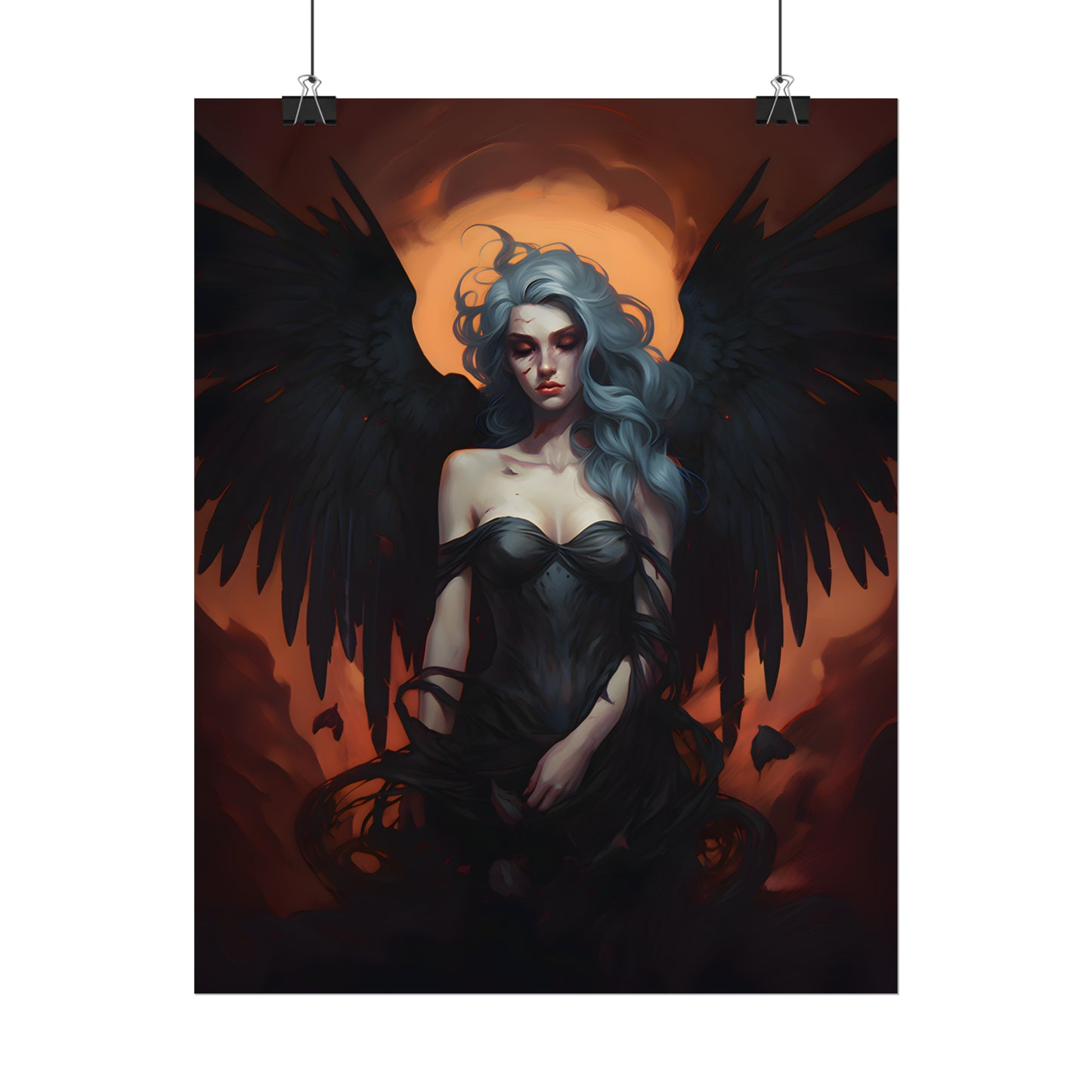 Gothic Angel Print, To Hell And Back, Empowerment Poster, Gift For Her, Angel Art, Gothic Home Decor, Goth Wall Art