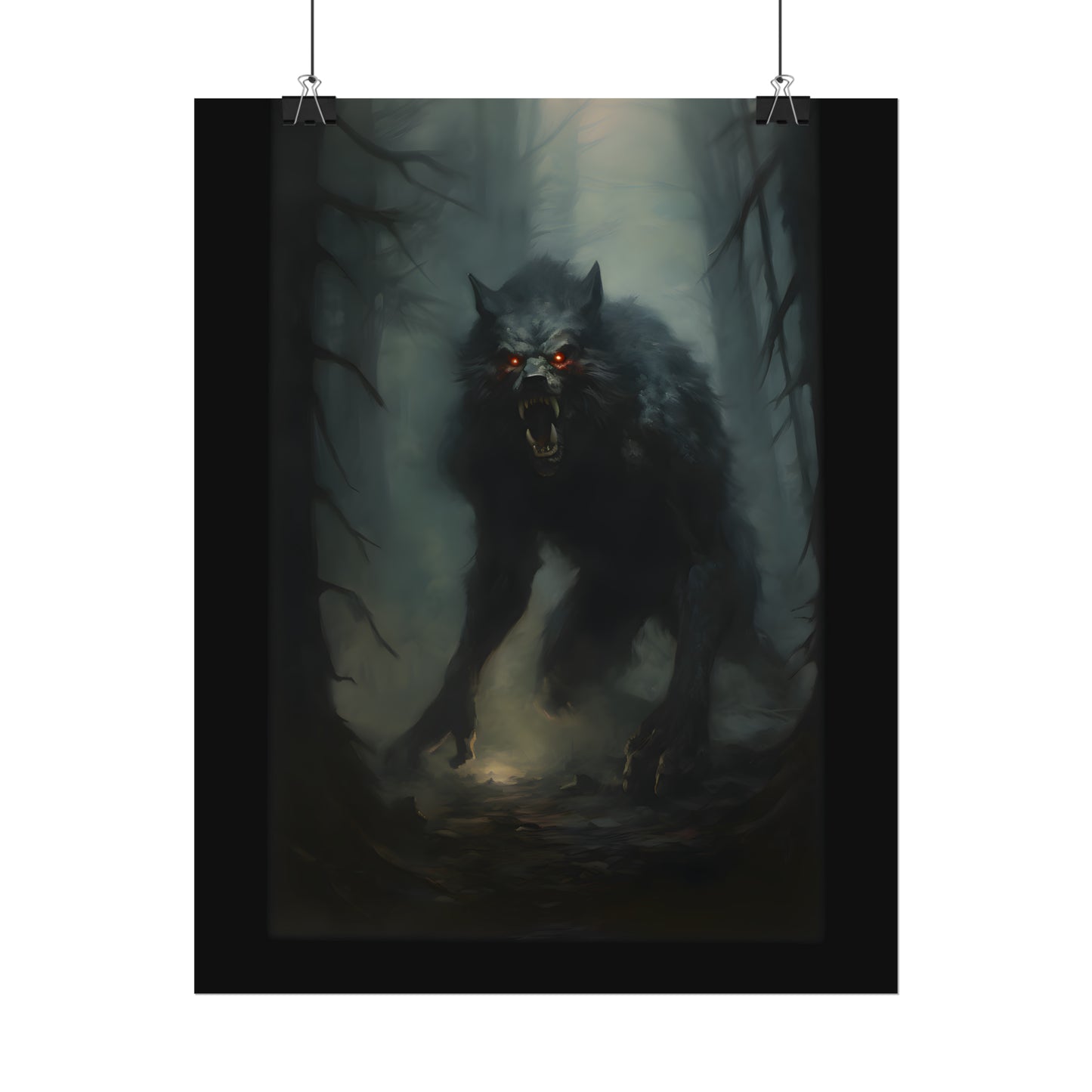 Werewolf Art Print, Wolf Poster, Gothic Home Decor, Oil Painting Print, Dark Academia, Occult Art, Gothic Painting