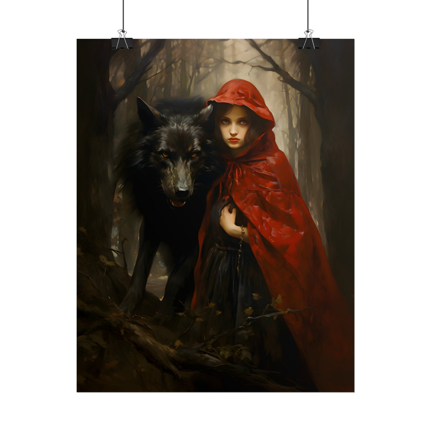 Little Red Riding Hood Print, Big Bad Wolf, Red Riding Hood Poster, Fairy Tale Art Print, Vintage Art Print