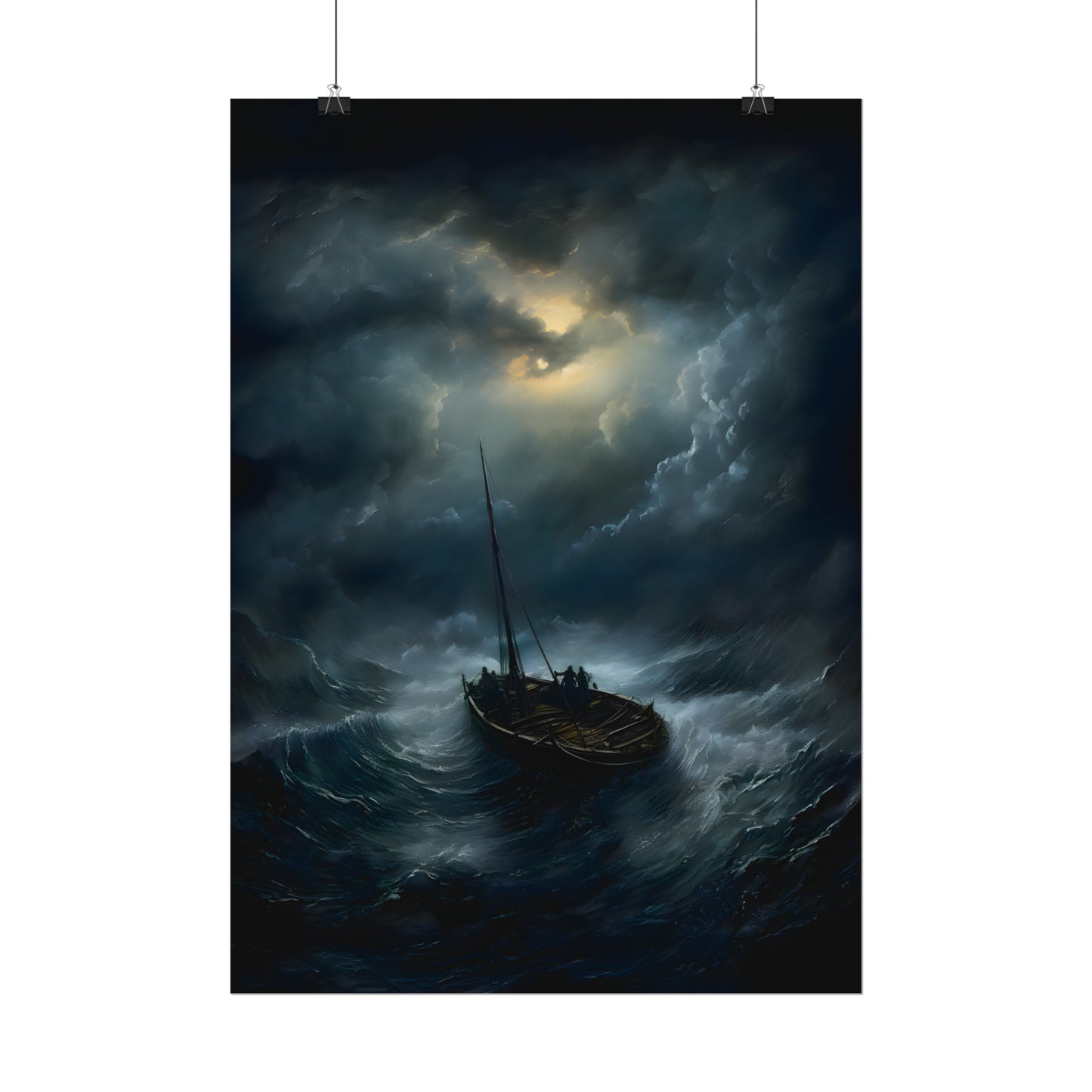 Through The Storm, Storm Poster, Lifeboat Painting, Gothic Storm, Seascape Wall Art, Gothic Home Decor, Dark Academia