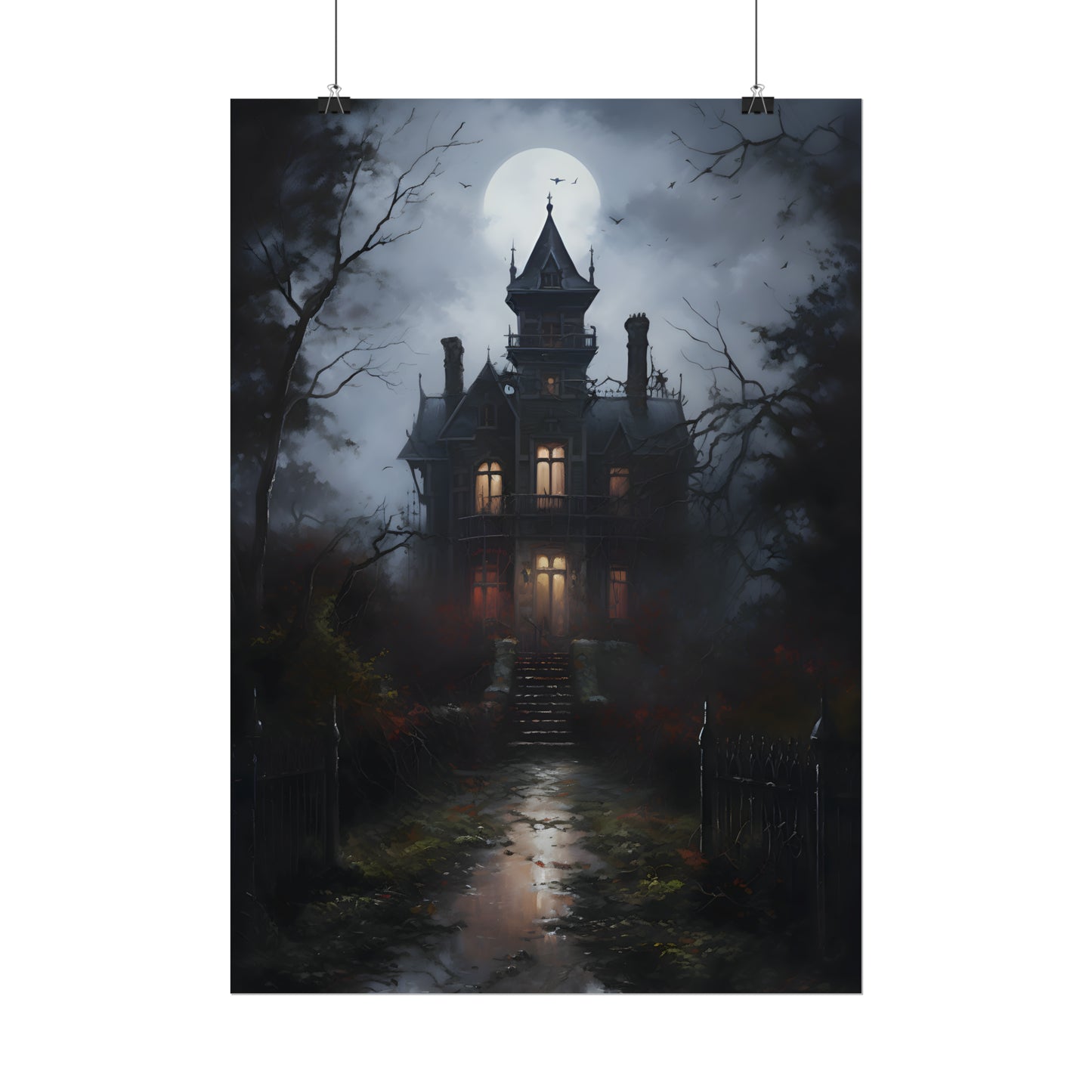 A Gothic Abode, Haunted House Print, Gothic House Poster,