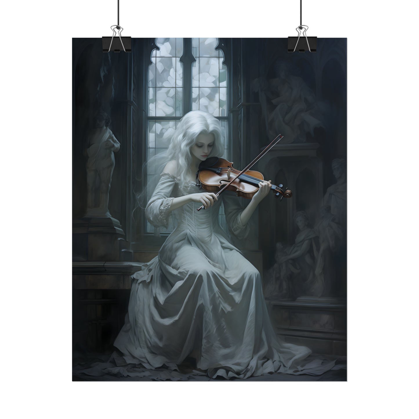 Gothic Violin Player, Ghostly Violinist, Dark Musician Art, Haunting Spirit Poster, Spooky Print, Housewarming Gift For Goth