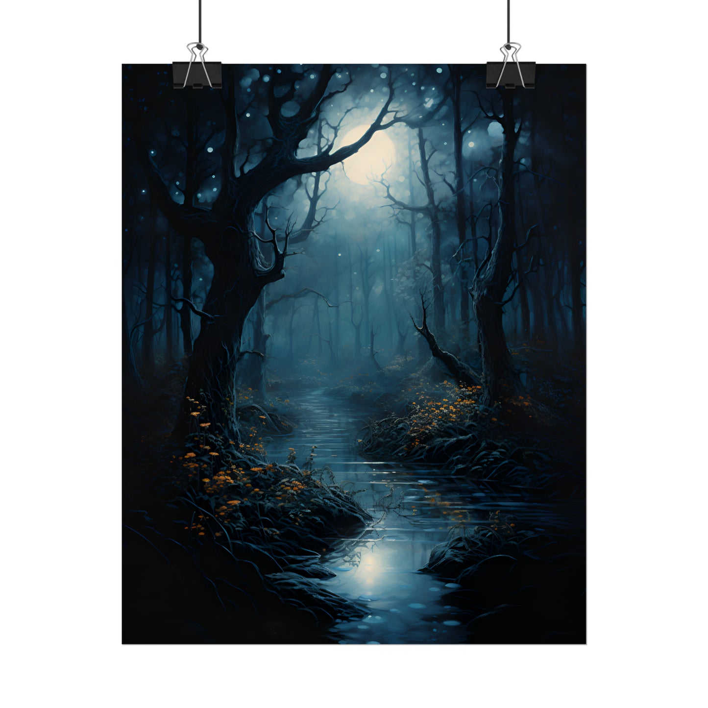 Mystical Forest Poster, Enchanted Moonlight Print, Dark Fantasy Wall Art, Gothic Home Decor, Great Gift For Anyone, Bewitching Oil Painting