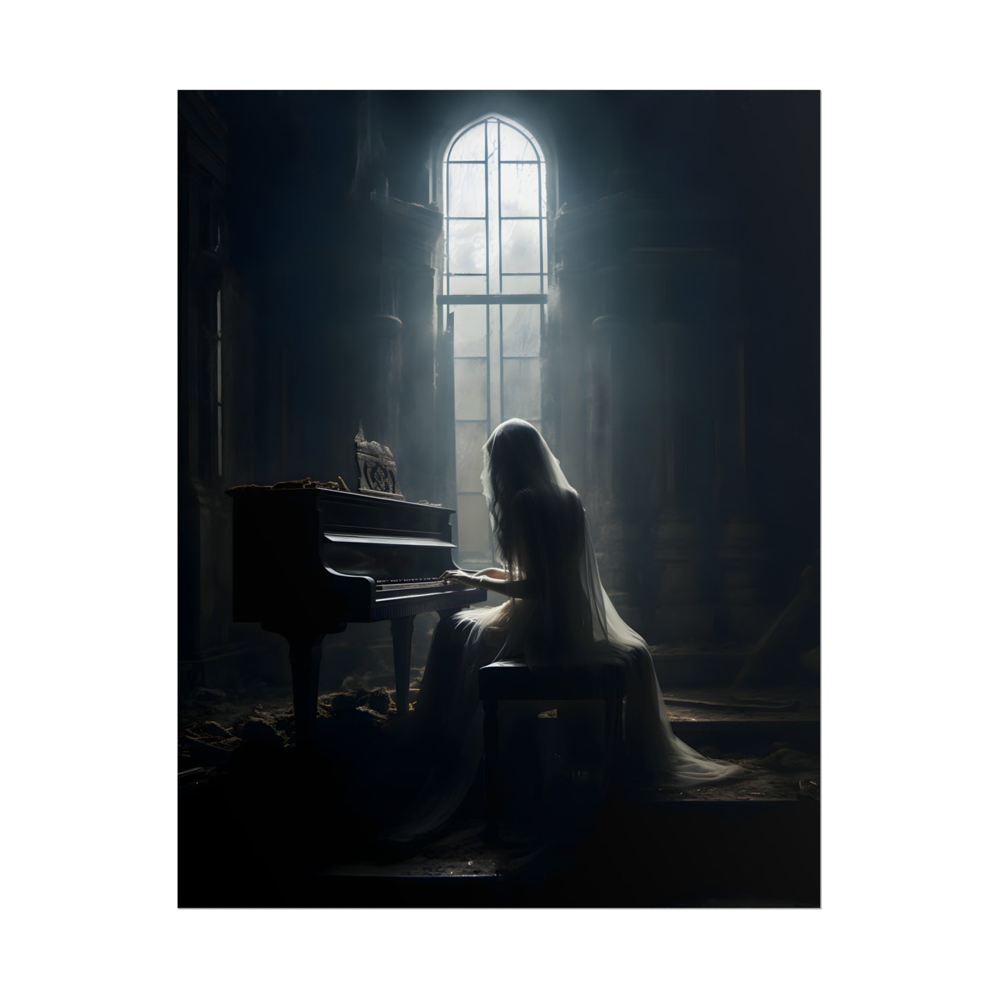 Gothic Print, Piano Player Poster, Art Poster Print, Gothic Home Decor, Dark Academia, Gothic Romance.