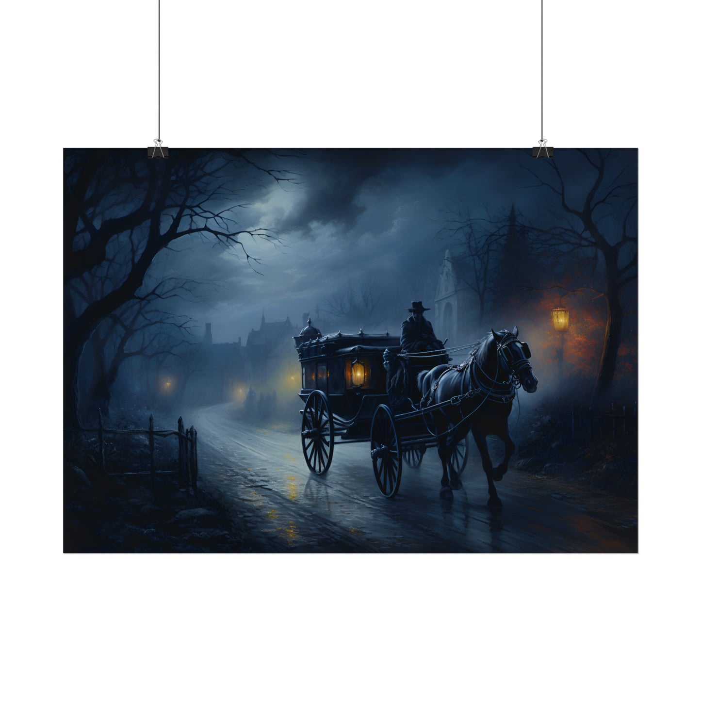 Horse Drawn Carriage, Victorian Carriage Print, Gothic Poster, Oil Painting Print, Home Wall Art, Dark Academia, Gothic Gift Idea