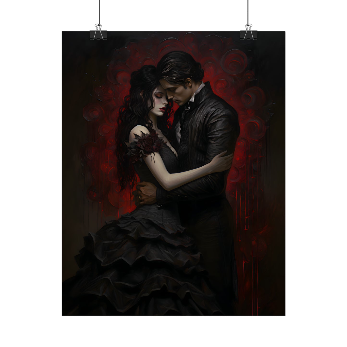 Eternal Embrace, Dark Romance, Gothic Valentines, Gothic Gift, Dark Home Decor, Gothic Wall Art, Art Print, Vampire Poster, Gothic Art