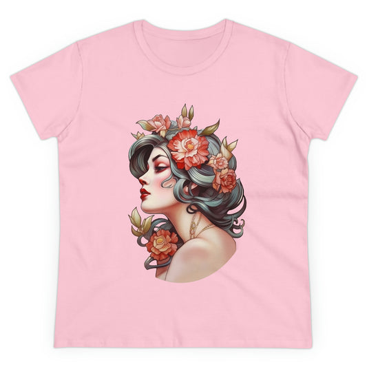 Women's Cotton T-Shirt Tattoo Lady Design