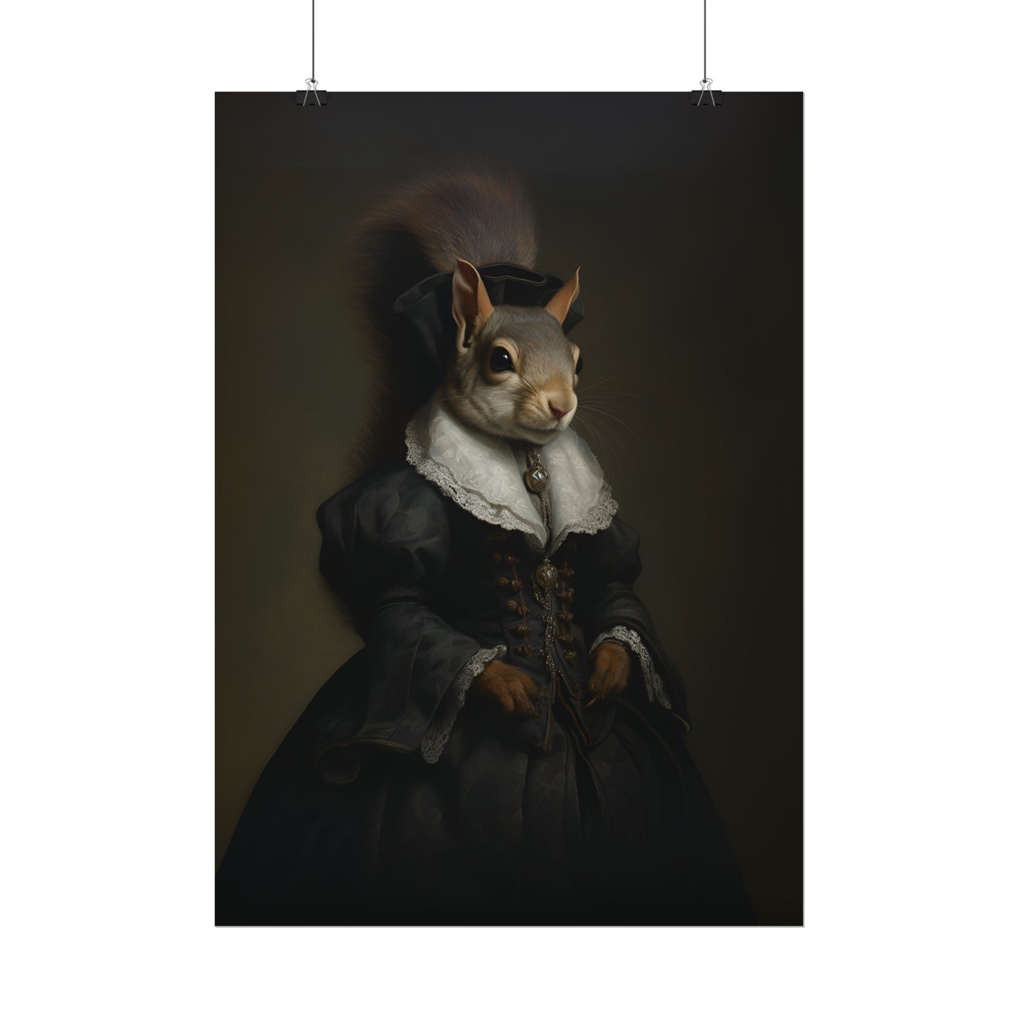 Cute Squirrel Painting, Victorian Animal Portrait, Gothic Home Decor, Quirky Animal Wall Art, Gift for Animal Lover, Housewarming Gift