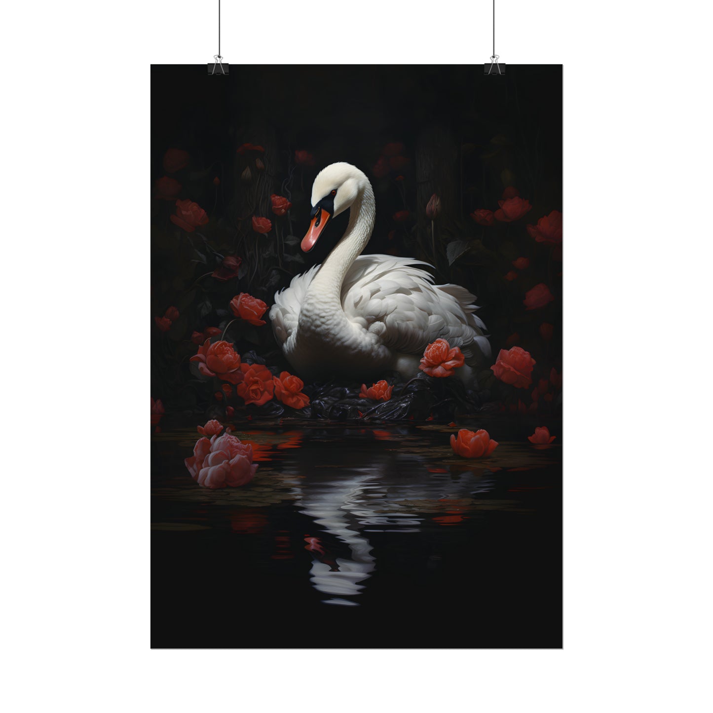 Majestic Swan Serenity, Swan Art, Swan Painting, Swan lover gift, Swan Wall Art, Dark Academia, Gothic Gift, Gothic Aesthetic, Animal Decor