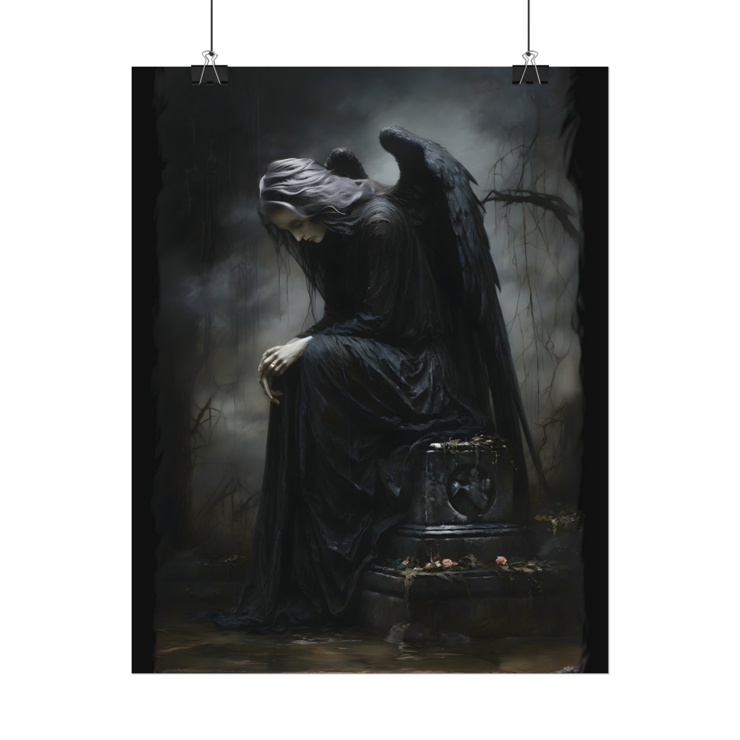 Sad Angel, Gothic Angel Print, Gothic Home Decor, Dark Academia, Goth Decor, Dark Surrealism, Gothic Wall Art, Occult Print