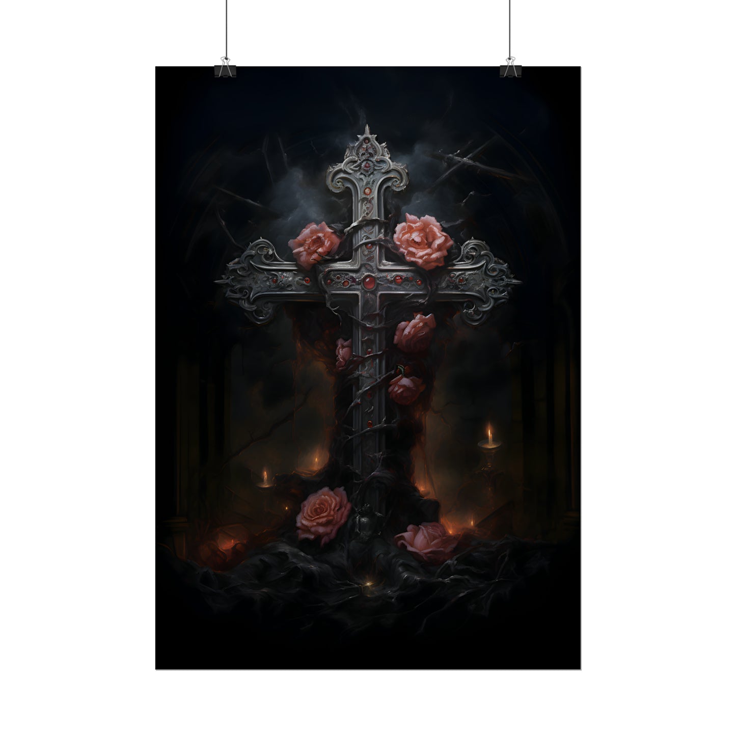 Cross of Stone, Gothic Poster, Art Poster Print, Gothic Home Decor, Gothic Gift, Dark Art Poster, Dark Academia, Gothic Wall Art