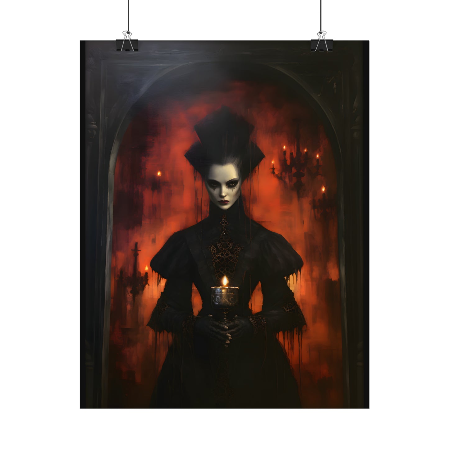 High Priestess Art, Witch Print, Gothic Wall Art, Occult Poster, Wiccan Decor, Dark Wall Hanging, Pagan Decor, Dark Academia