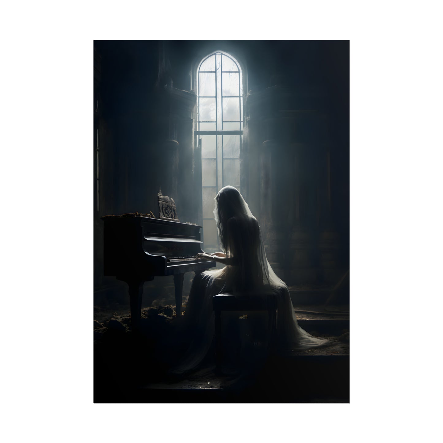 Gothic Print, Piano Player Poster, Art Poster Print, Gothic Home Decor, Dark Academia, Gothic Romance.