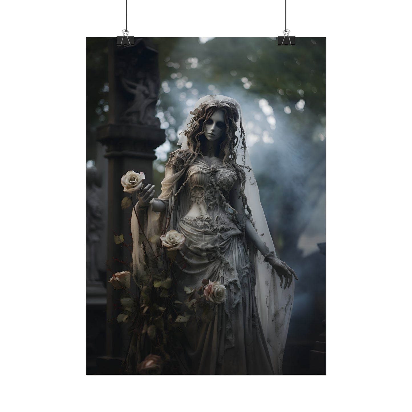 Undead Bride, Zombie Wedding, Gothic Wedding Decor, Gothic Bride, Halloween Bride, Gothic Wedding Wall Art,