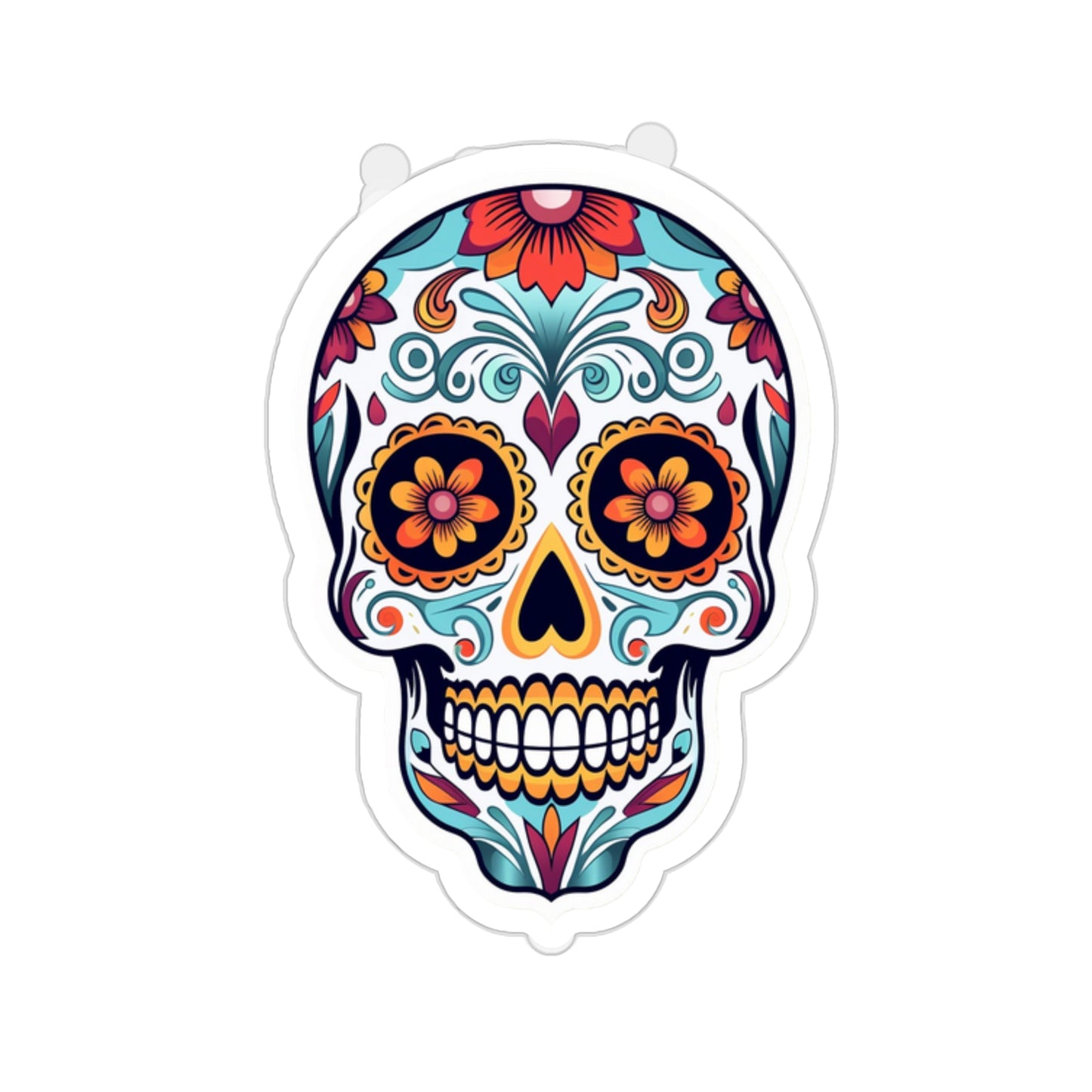 Cut White Background Sticker Sugar Skull Design, Day Of The Dead Sticker, Halloween Sticker