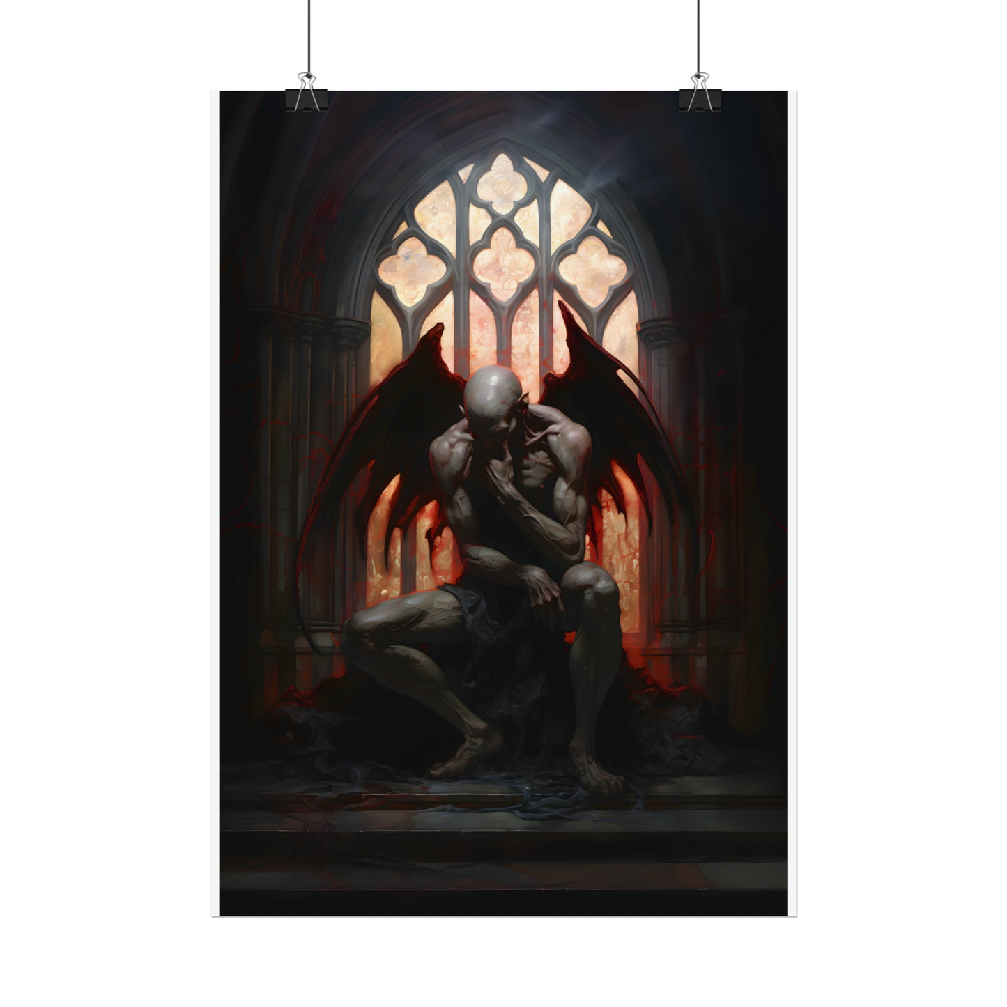 Demon's Contemplation, Demonic Art, Demonology, Edgar Allan Poe, Occult Art, Dark Art Print, Dark Surrealism, Occult Oil Painting