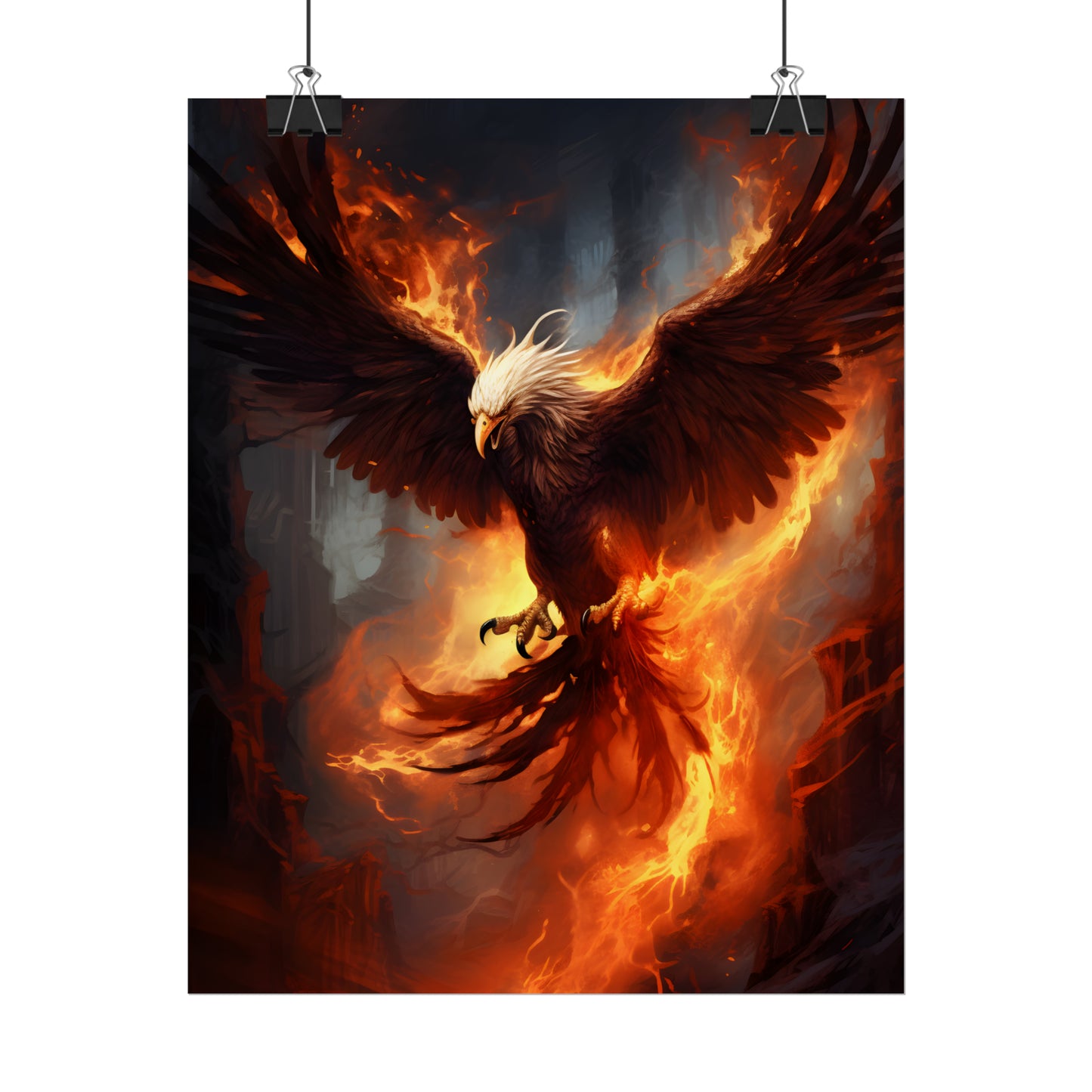 Phoenix Rising, Fantasy Art, Phoenix Wall Art, Phoenix Print, Fantasy Art Print, Dark Academia, Phoenix Gift, Empowerment