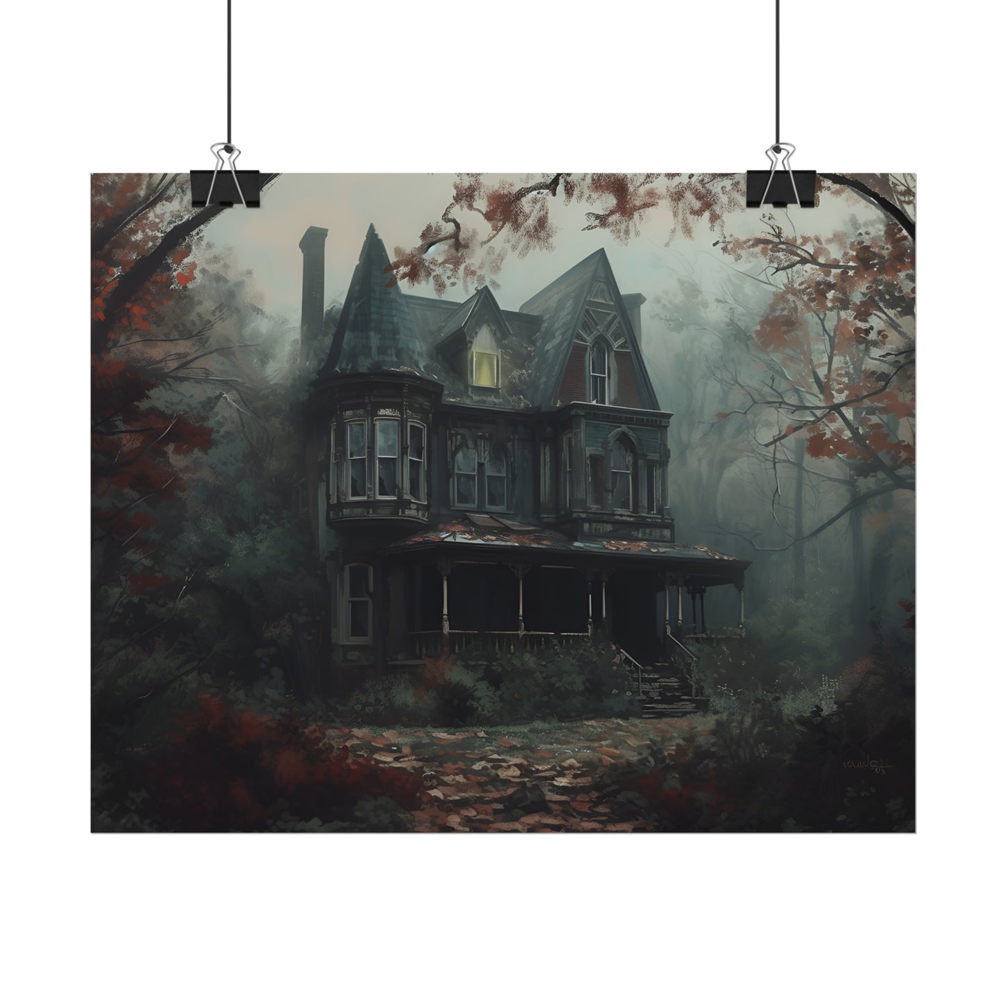 Haunted House Wall Art, Spooky House Poster, Gothic Art, Halloween Decor, Dark Academia, Gothic Home Decor, Gift For Goth