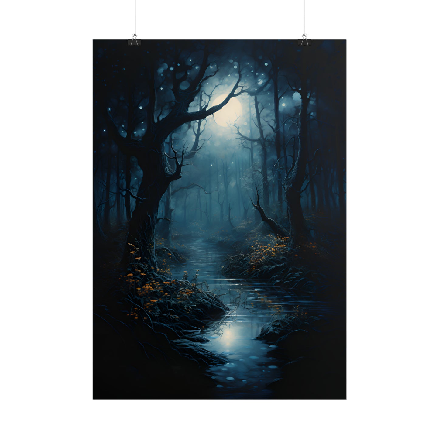 Mystical Forest Poster, Enchanted Moonlight Print, Dark Fantasy Wall Art, Gothic Home Decor, Great Gift For Anyone, Bewitching Oil Painting