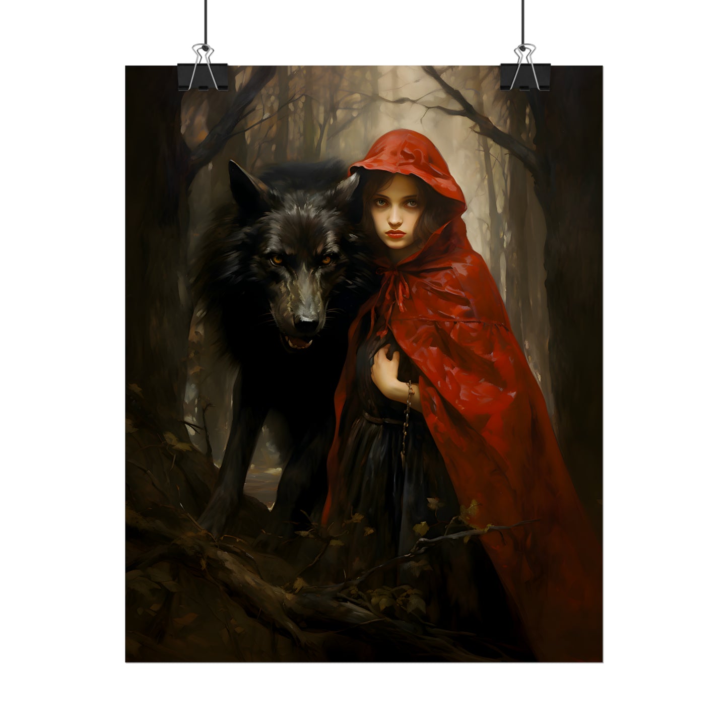 Little Red Riding Hood Print, Big Bad Wolf, Red Riding Hood Poster, Fairy Tale Art Print, Vintage Art Print