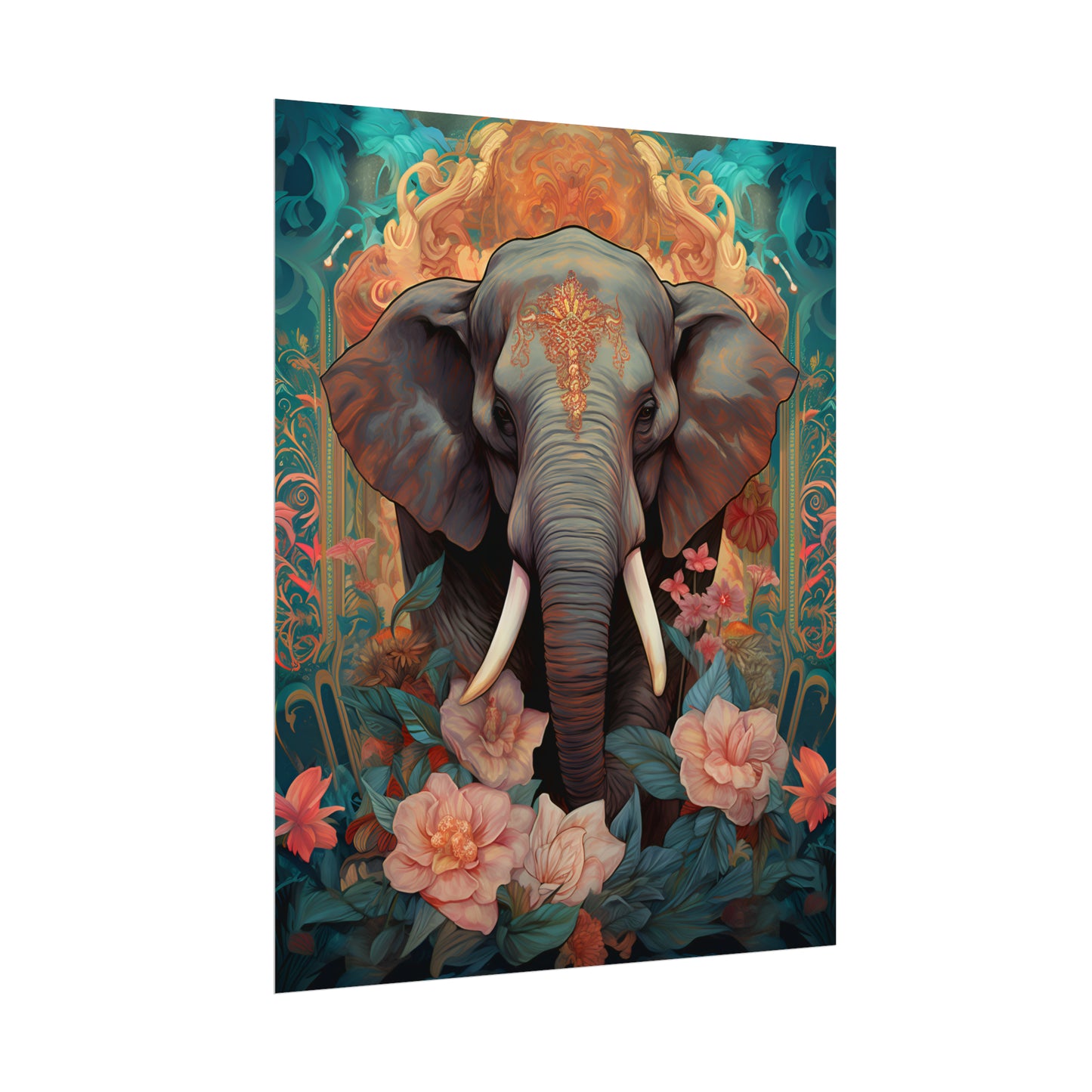 Asian Elephant Print, Elephant Love, Animal poster, Elephant Art, Wall Art Print, Elephant Gift, Floral Print, Home Decor,