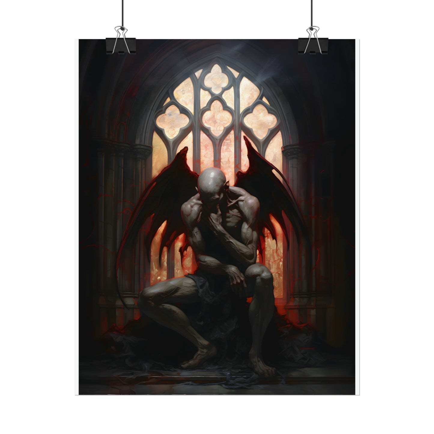 Demon's Contemplation, Demonic Art, Demonology, Edgar Allan Poe, Occult Art, Dark Art Print, Dark Surrealism, Occult Oil Painting