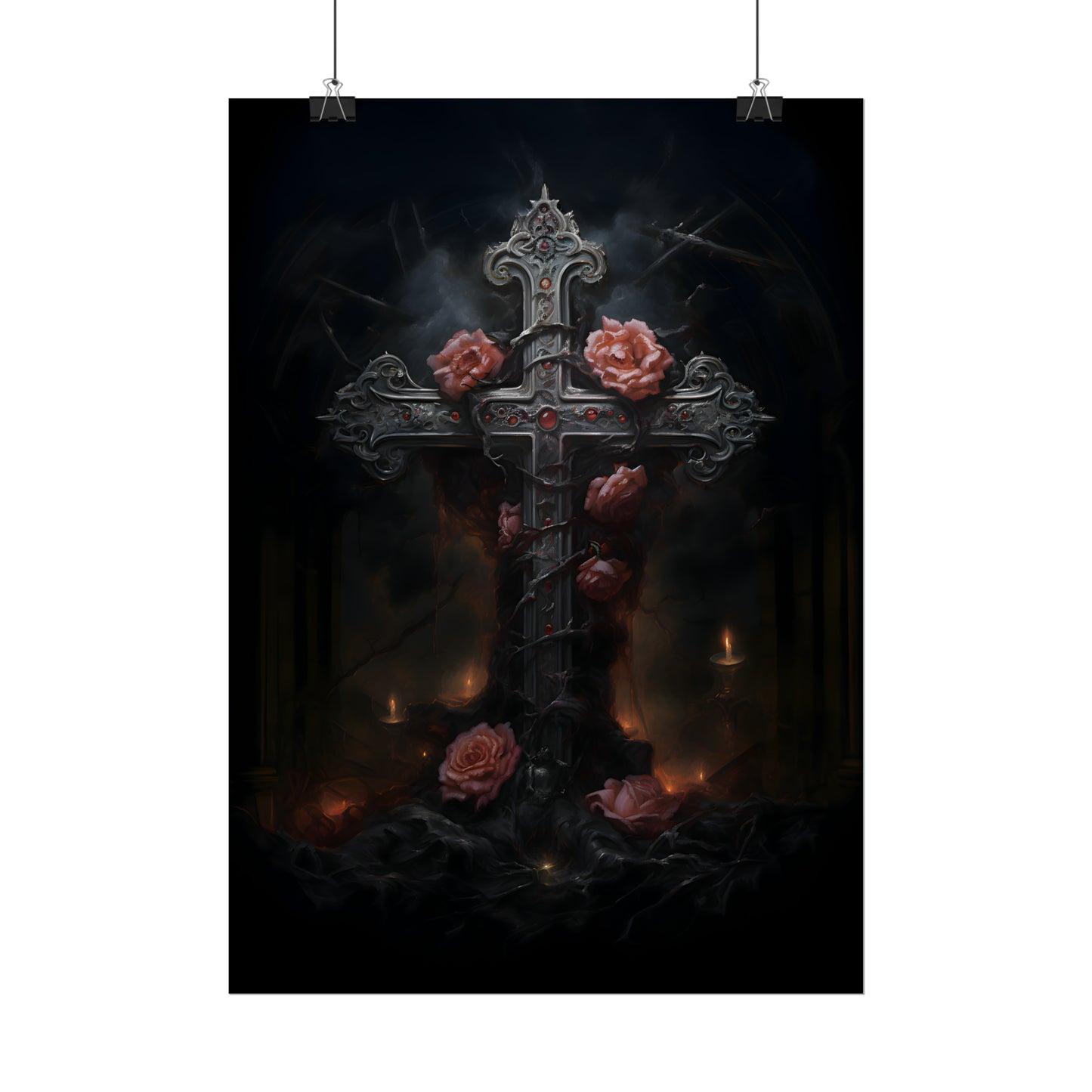 Cross of Stone, Gothic Poster, Art Poster Print, Gothic Home Decor, Gothic Gift, Dark Art Poster, Dark Academia, Gothic Wall Art