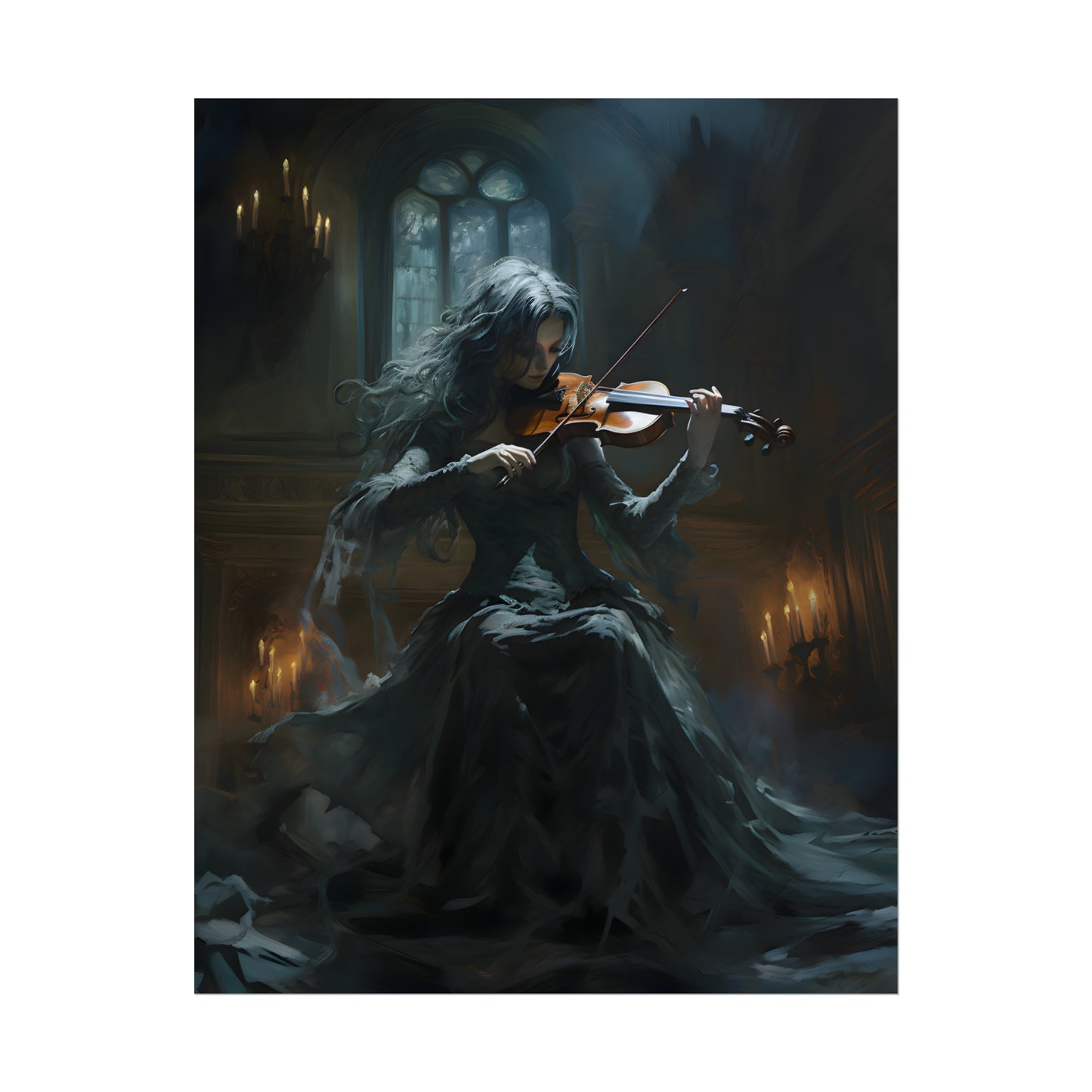 Violin Player, Gothic Print, Violinist Gift, Dark Wall Art, Dark Academia,