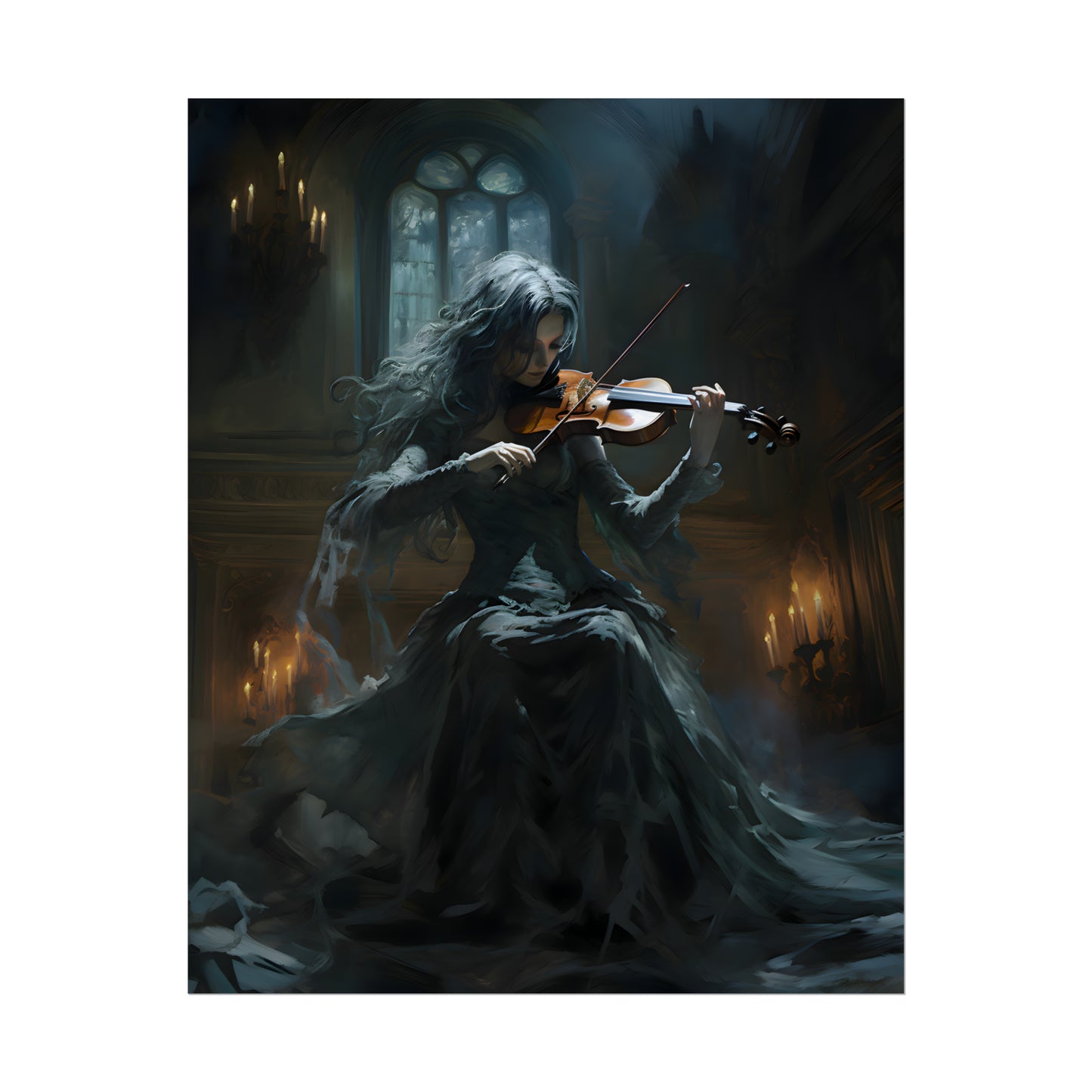 Violin Player, Gothic Print, Violinist Gift, Dark Wall Art, Dark Academia,