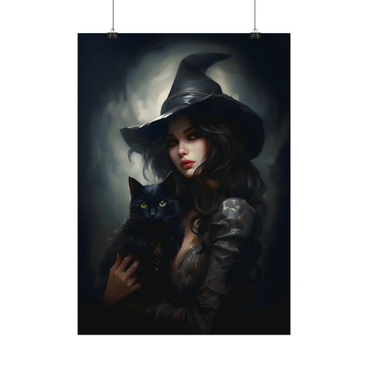 Gothic Witch Print, Dark Fantasy Poster, Halloween Decor, Goth Wall Art, Witch Art Print, Gothic Painting