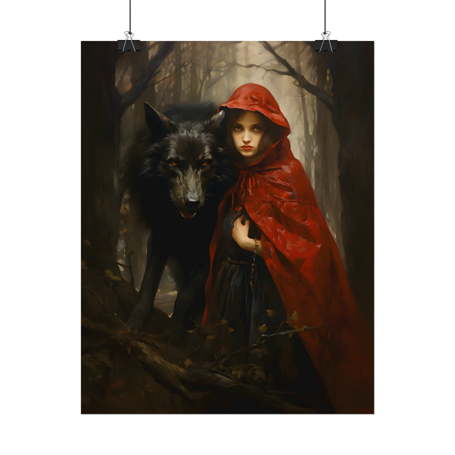 Little Red Riding Hood Print, Big Bad Wolf, Red Riding Hood Poster, Fairy Tale Art Print, Vintage Art Print