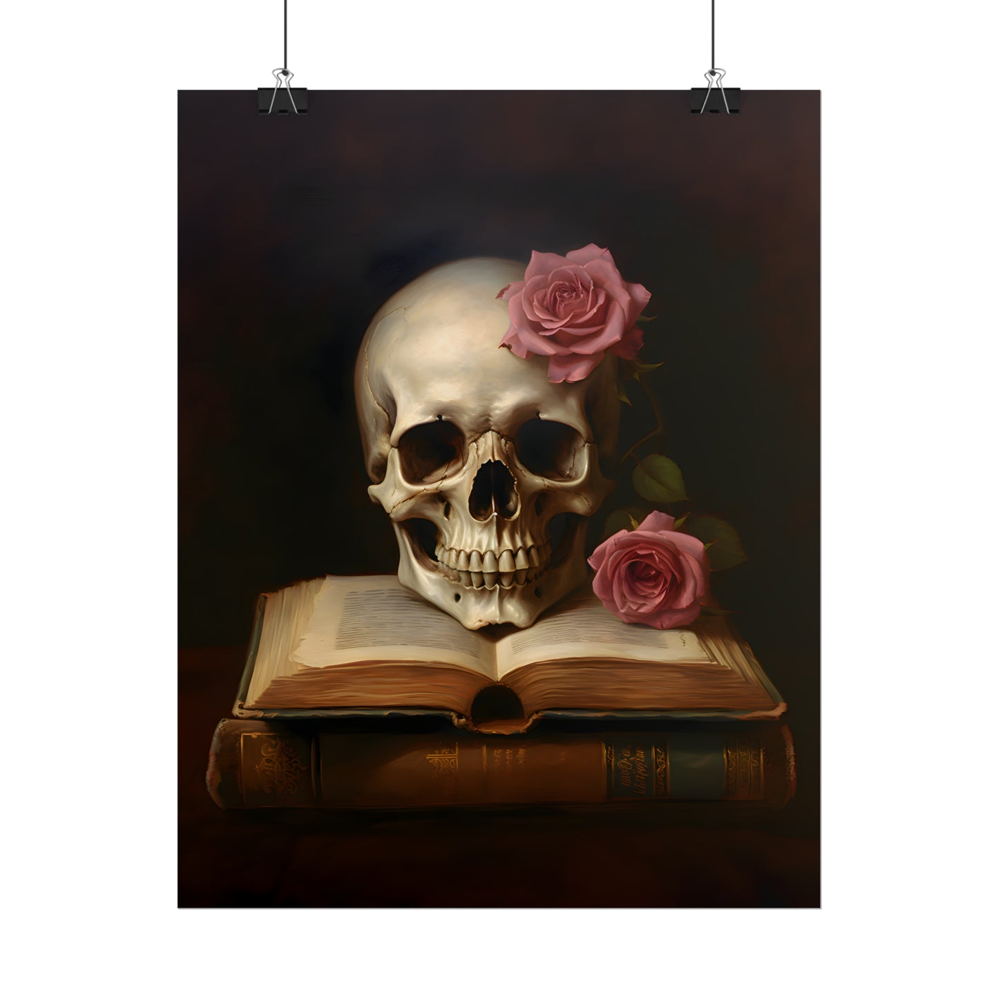 Eternal Wisdom, Gothic Skull Print, Gothic poster, Gothic Home Decor, Gothic Art Print, Dark Academia, Art Poster Print, Oil Painting