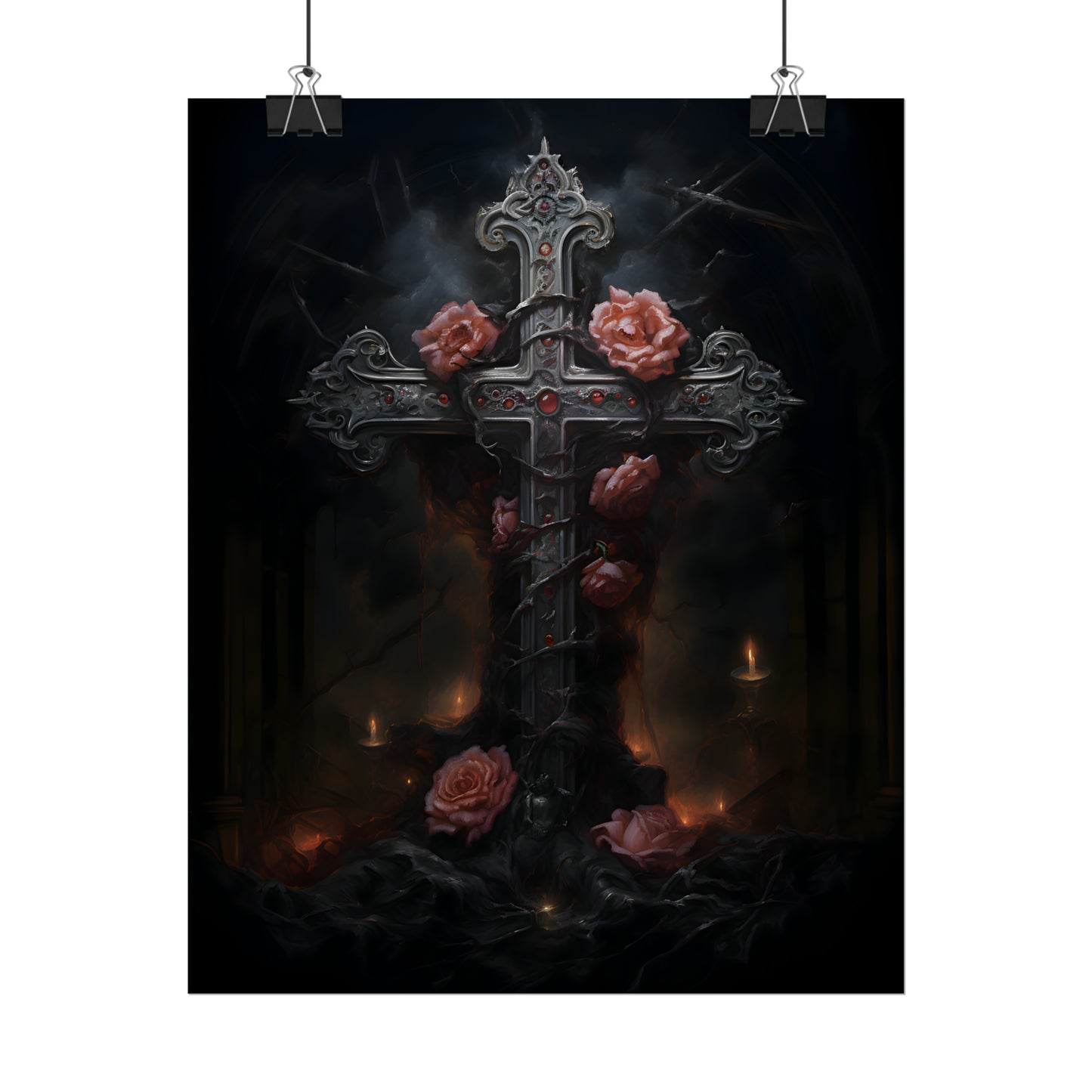 Cross of Stone, Gothic Poster, Art Poster Print, Gothic Home Decor, Gothic Gift, Dark Art Poster, Dark Academia, Gothic Wall Art