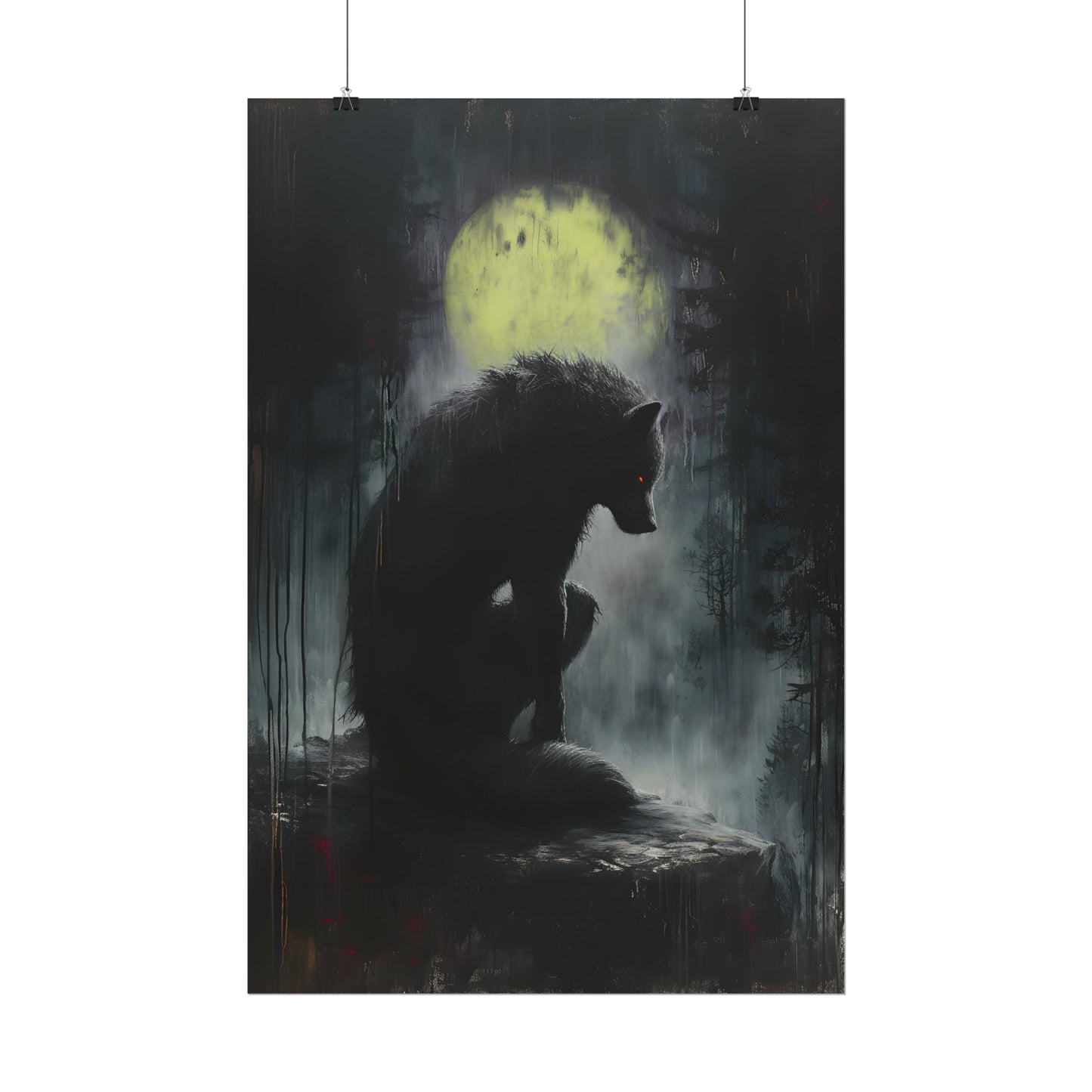 Werewolf Art Print, Wolf Poster, Gothic Home Decor, Oil Painting Print, Dark Academia, Occult Art, Gothic Painting, Gift Idea For Horror Fan