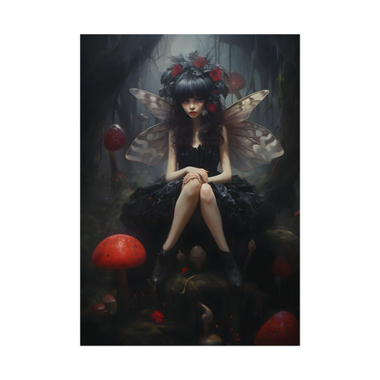 Gothic Fairy Poster, Fairy Art, Cottagecore, Dark Academia, Enchanted Art, Oil Painting Print, Gothic Wall Art, Dark Home Decor