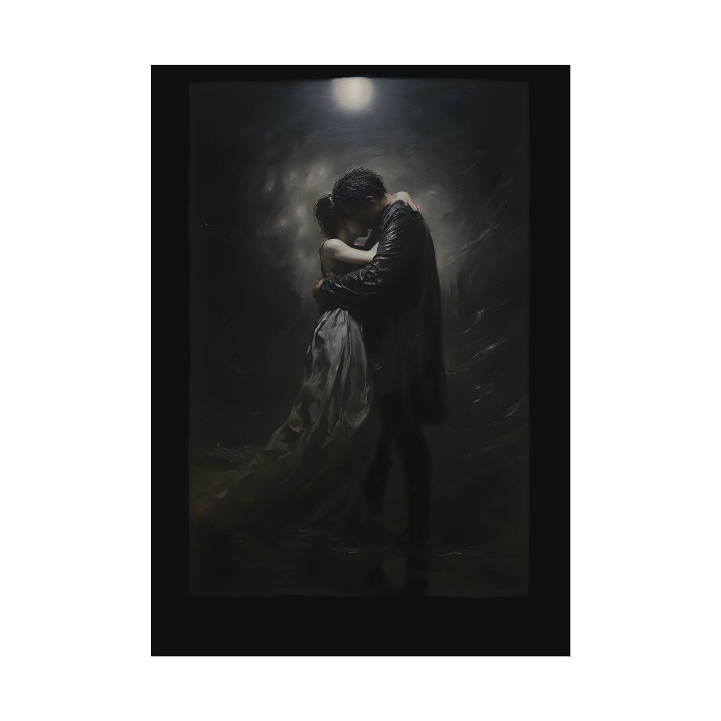 Moonlight Embrace Print, Gothic Romance Poster, Art Poster Print, Gothic Home Decor, Gothic Romance, Couples Art Print