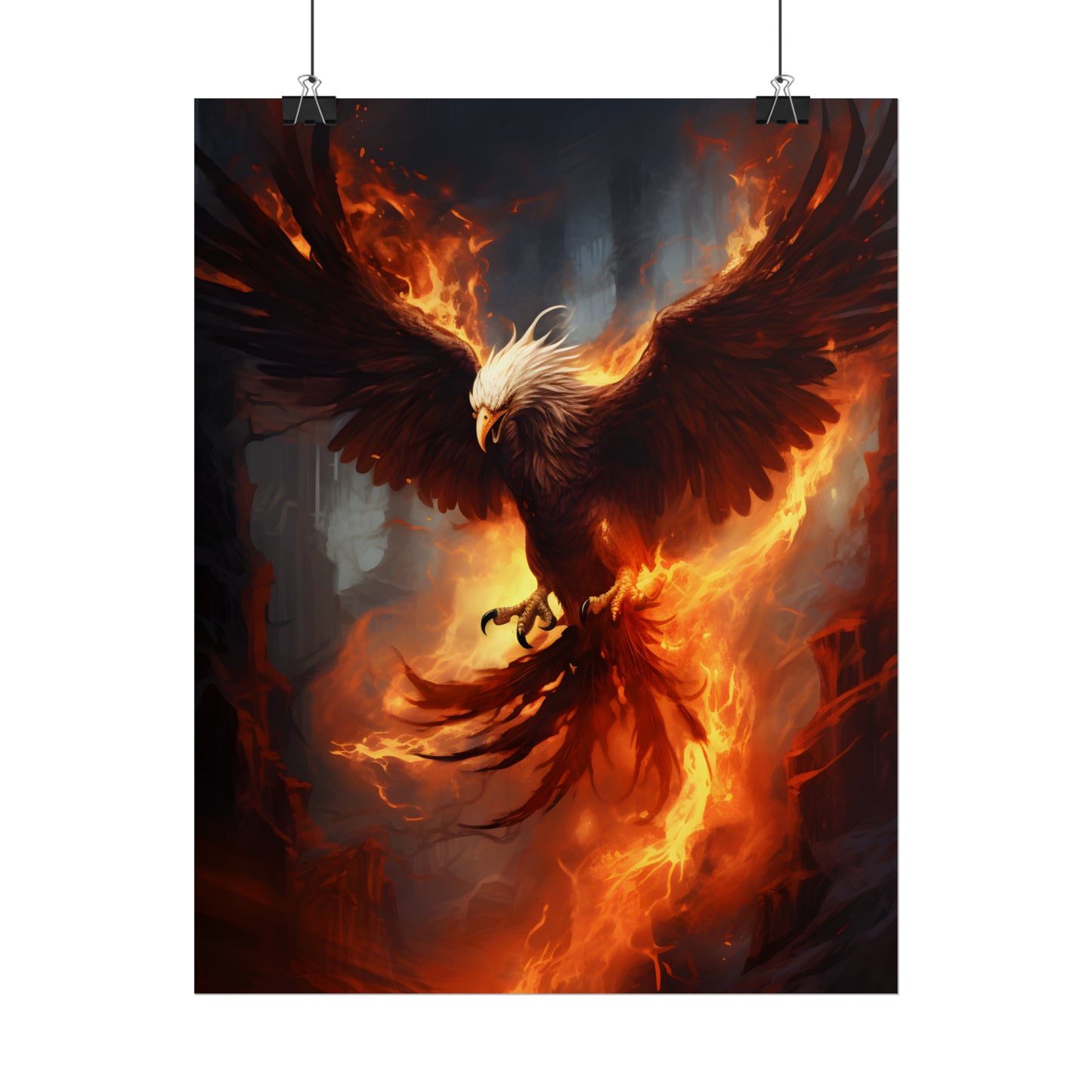 Phoenix Rising, Fantasy Art, Phoenix Wall Art, Phoenix Print, Fantasy Art Print, Dark Academia, Phoenix Gift, Empowerment