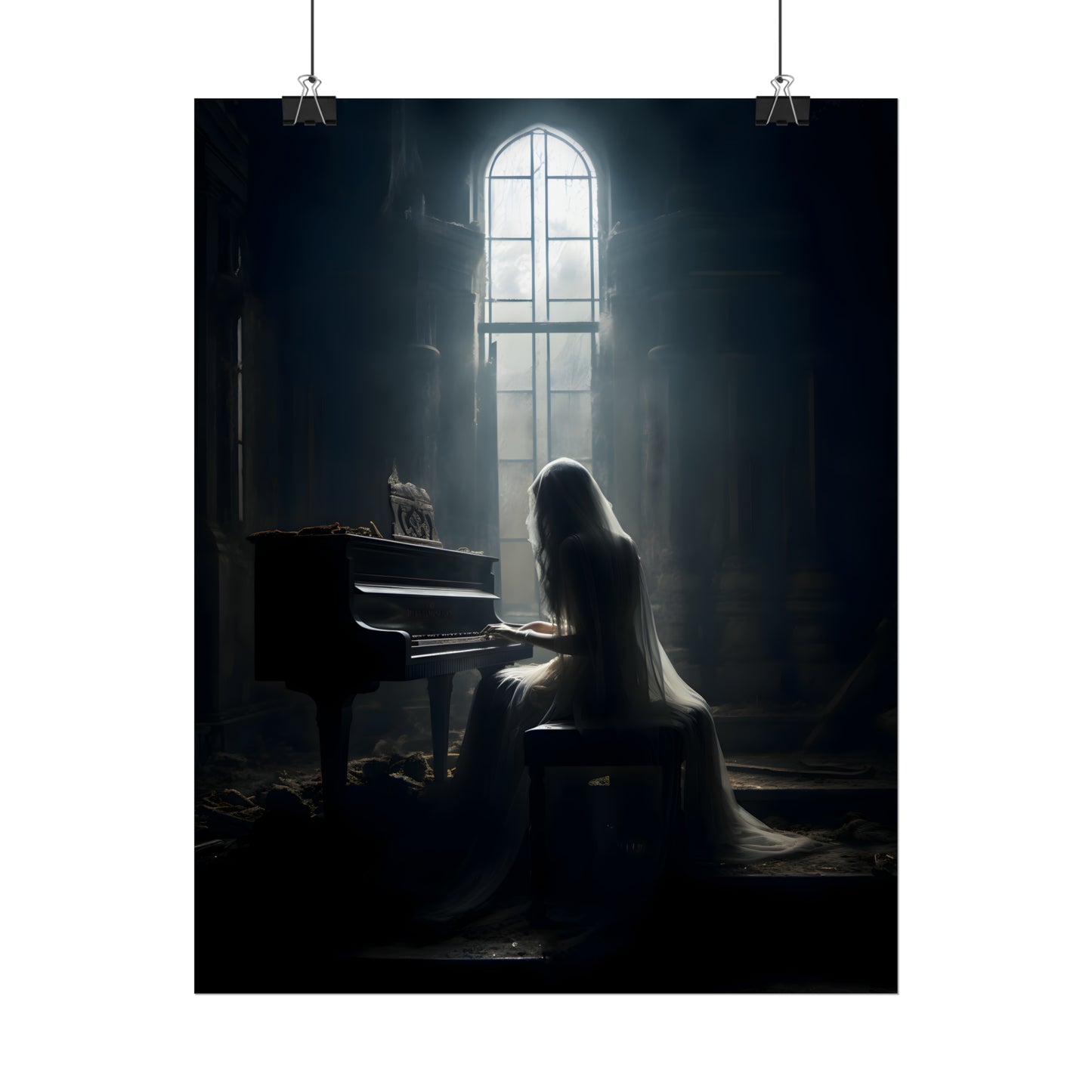 Gothic Print, Piano Player Poster, Art Poster Print, Gothic Home Decor, Dark Academia, Gothic Romance.